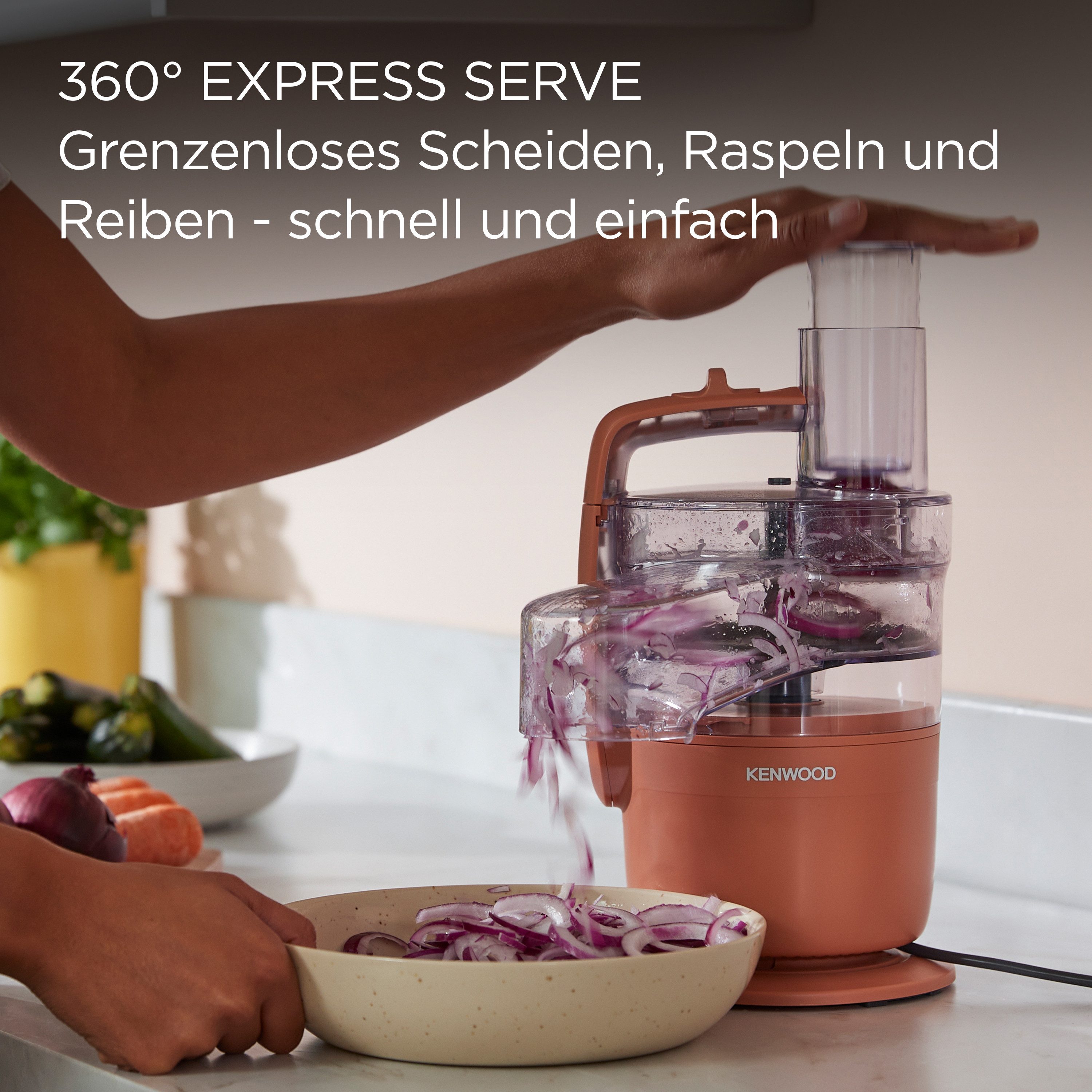 KENWOOD Küchenmaschine FDP23.380RD - Multipro Go, Express-Serve, 1,3 l Behälter, 900W, Rot, 900 W, 1,3 l Schüssel, Für Smoothies, zum Schneiden, Reiben, Püriere – Bild 4 von 5