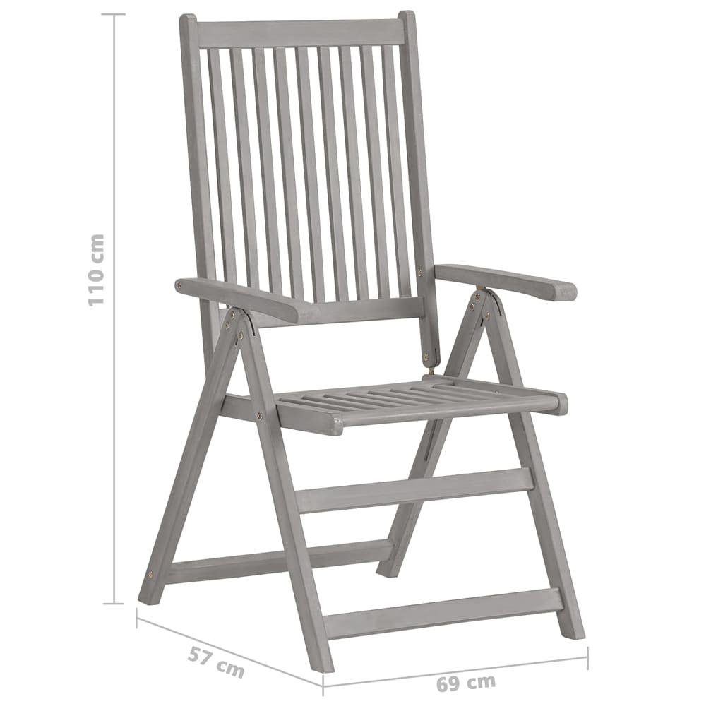 Holz Akazie Stk 3 mit Verstellbare Gartenstühle Massivholz Auflagen Gartenstuhl vidaXL
