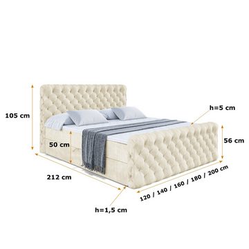 ALTDECOR Boxspringbett BOXI8-Z (Multipocket-Matratze H4, H3 Matratze Bonellfederung, Topper, Kopfteil)