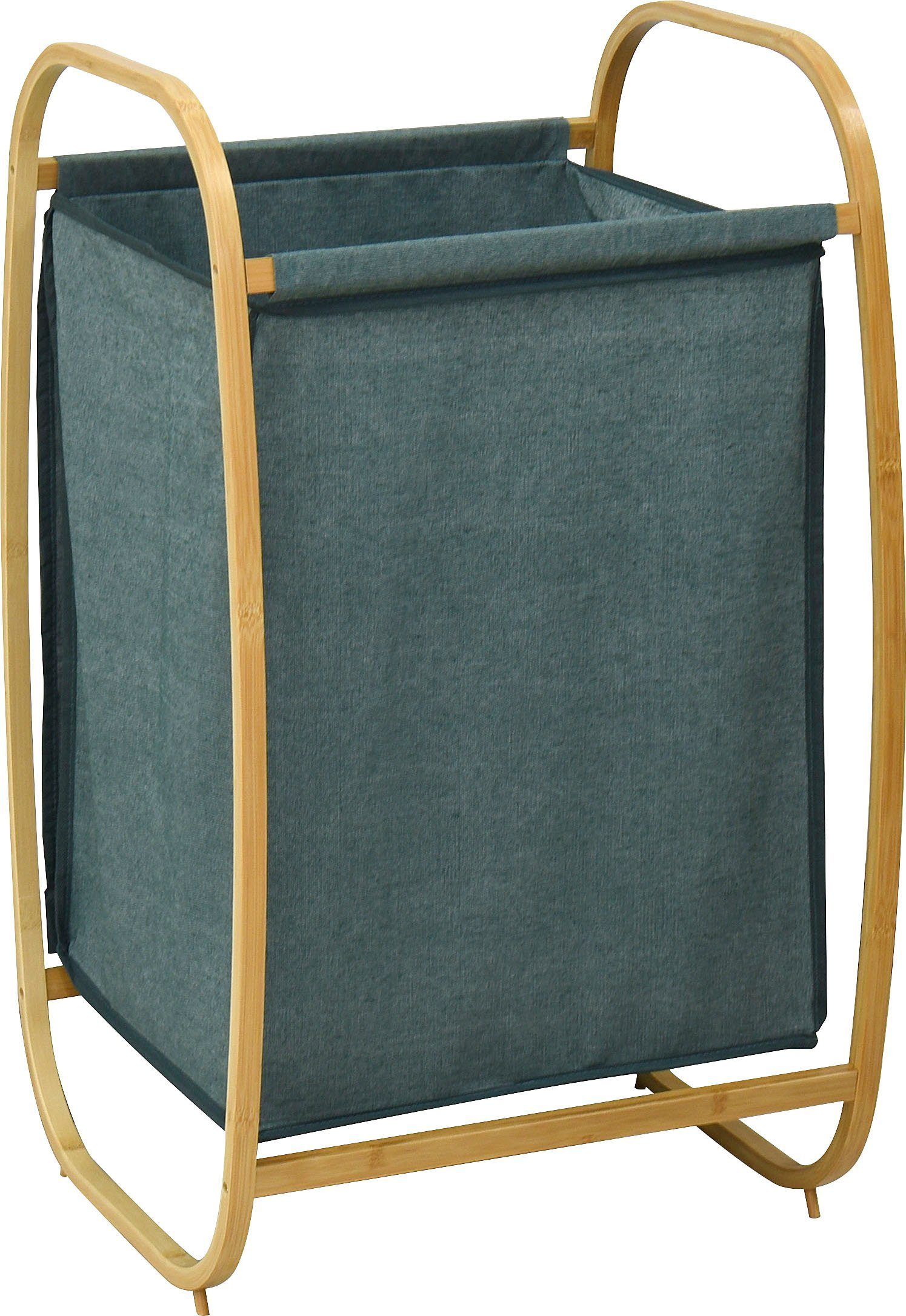 welltime Wäschekorb Costa Breite 43 mit Bambus, Wäschesack Rica, cm, dunkelgrün Wäschesortierer Deckel aus