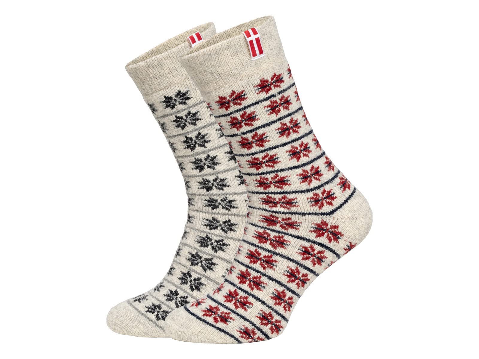 HomeOfSocks Norwegersocken 80% Wollsocken Dänemark Flagge dicke strapazierfähige Socken mit hohem Wollanteil und Dänemark Design