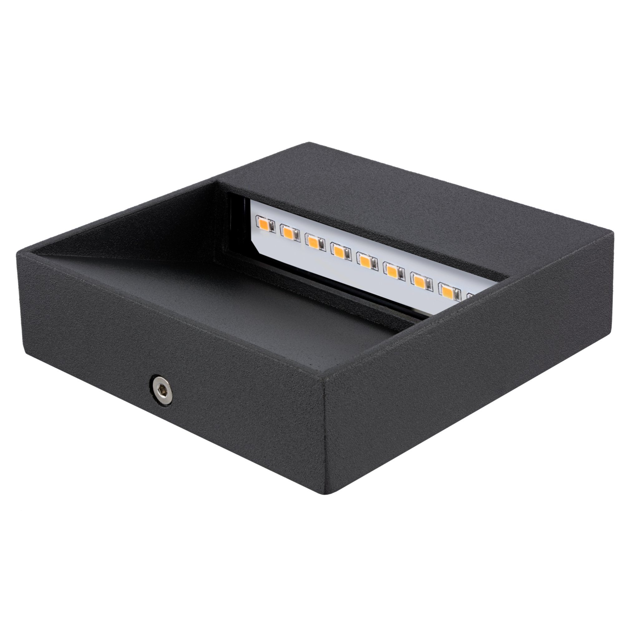 SSC-LUXon LED Aufbaustrahler LED Wand Treppenstufenbeleuchtung KEILA anthrazit fuer Innen Aussen, Warmweiß