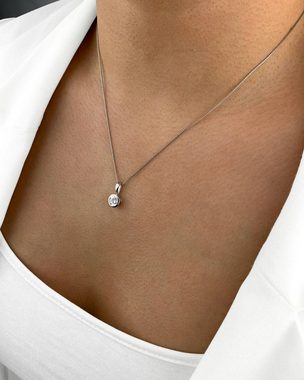 DANIEL CLIFFORD Kette mit Anhänger 'Michelle' Damen Halskette Silber 925 Solitär Anhänger (inkl. Verpackung), 45cm Collier aus 925 Sterlingsilber mit Solitär Zirkonia-Kristall