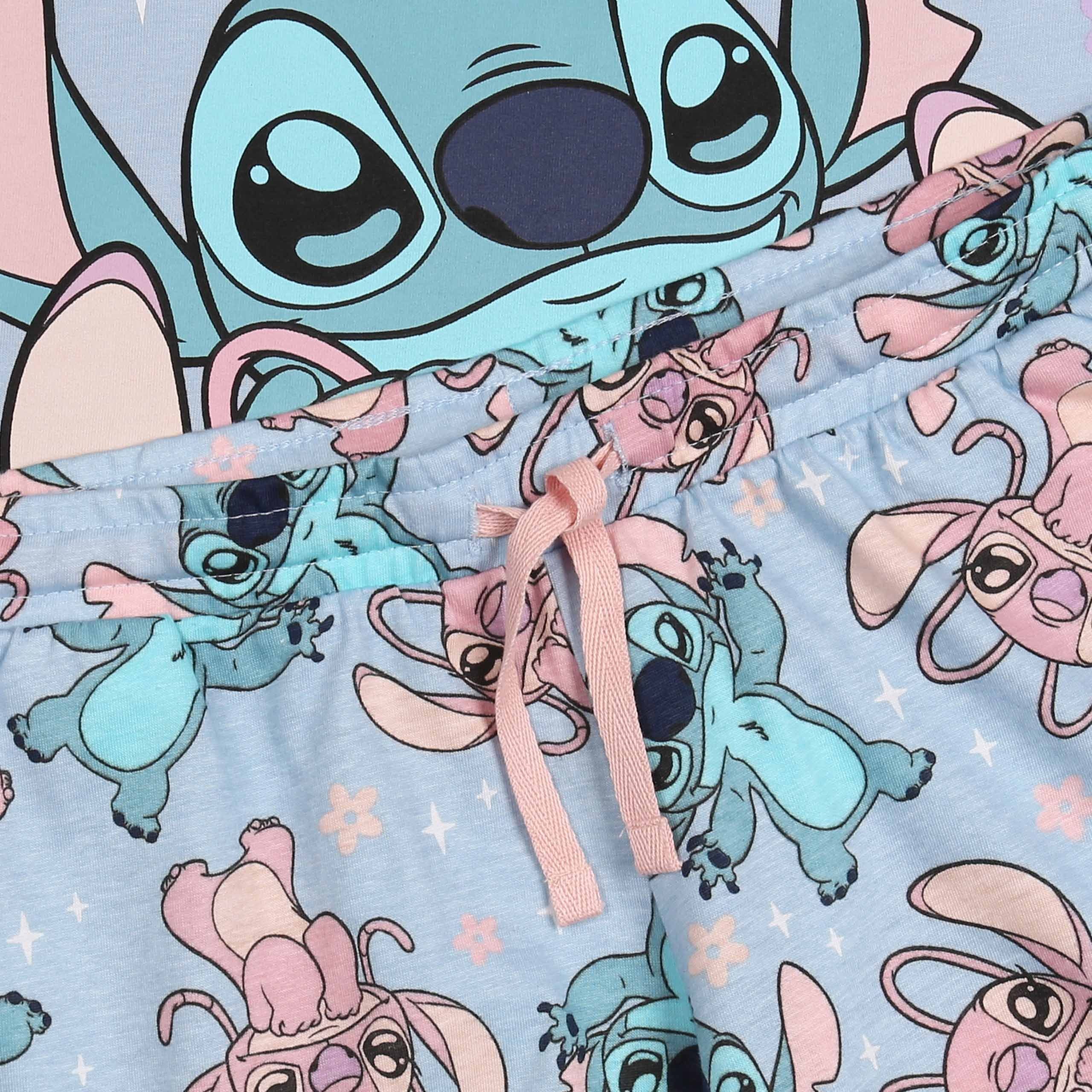 Disney Pyjama Disney Stitch & Angel Damen-Pyjama, zweiteilig aus Baumwolle