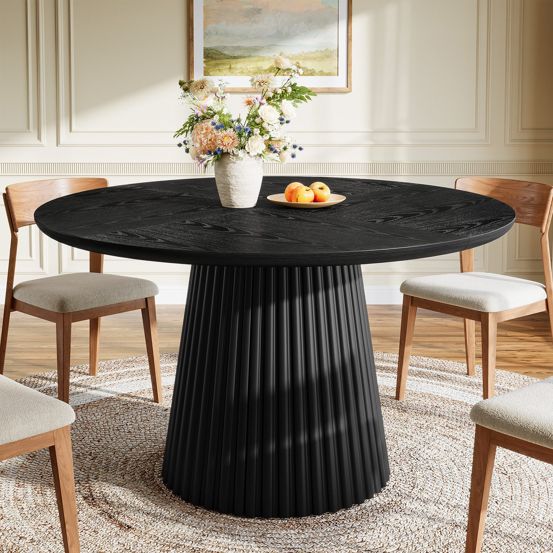 Tribesigns Esstisch 120cm Runder Küchentisch im Landhausstil mit robustem für 4-6 Personen