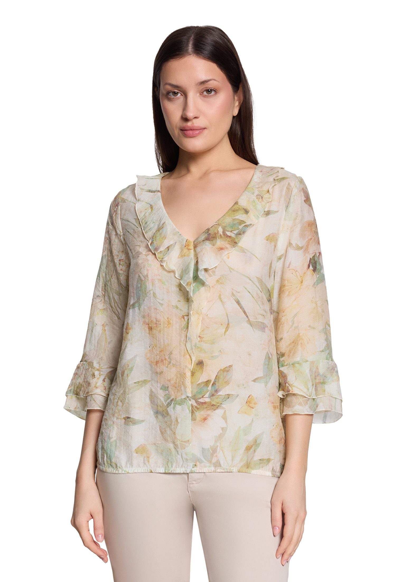 Cartoon Rüschenbluse Damen mit 3/4 Arm