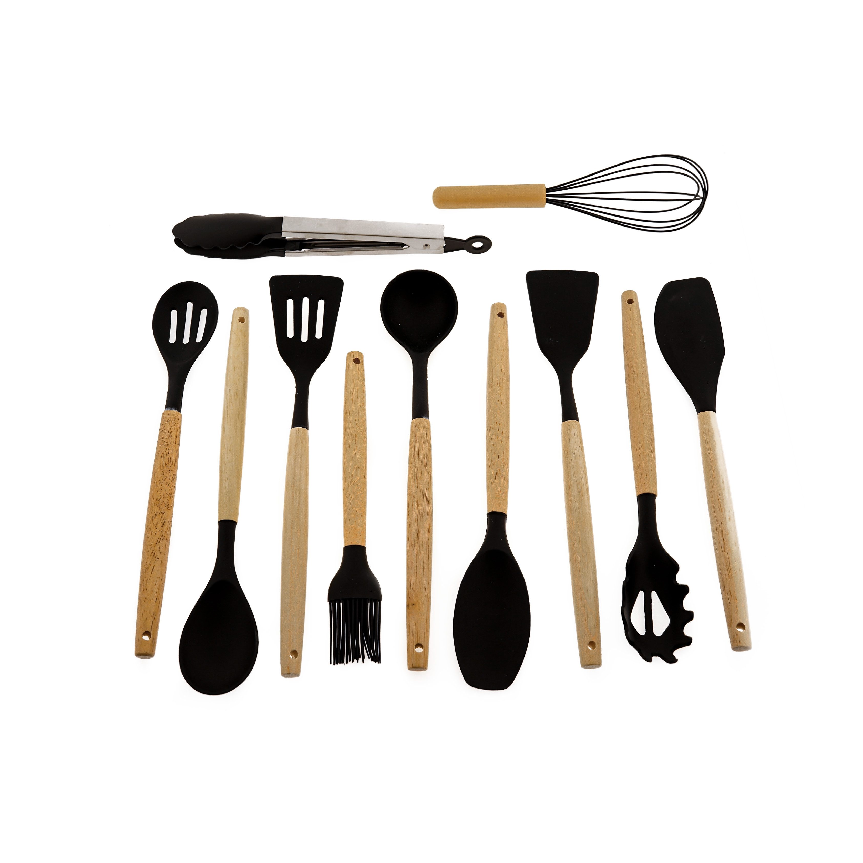 Almina Kochbesteckhalter 12-tlg. Küchenhelfer-Set Silikon, Holzgriff, günstig online kaufen