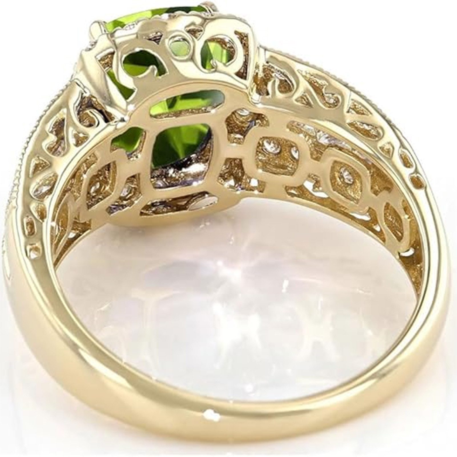 Jumpeak Diamantring 2.5ct Diamond Ring mit Peridot Peridot Stein for Women,585 gold, Engagement Ring Laborgezüchteter Diamant,Geschenk zum Hochzeitstag