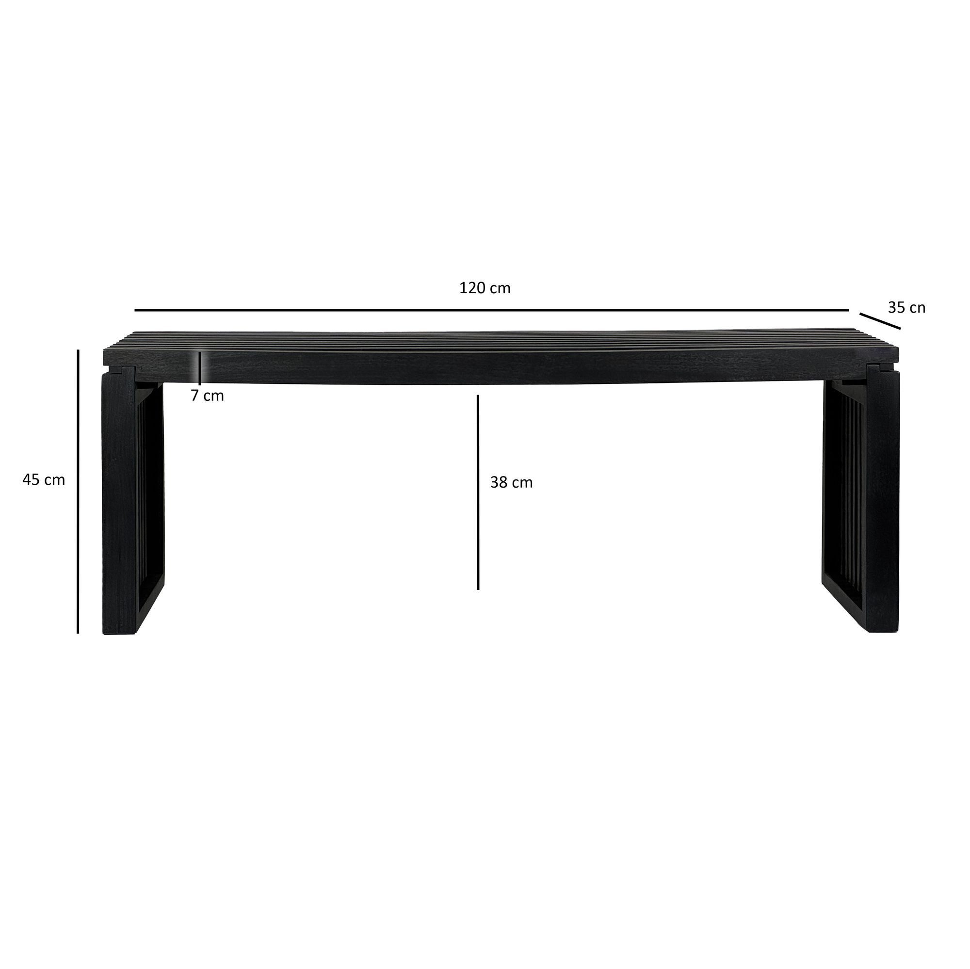 FINEBUY Sitzbank FB111495 Garderobenbank Akazie Massivholz 120 cm Schwarz Flurbank (Akazie Massivholz Bank 120 cm Bettbank Schwarz), Flurbank Modern, Kleine Dielenbank 2 Personen