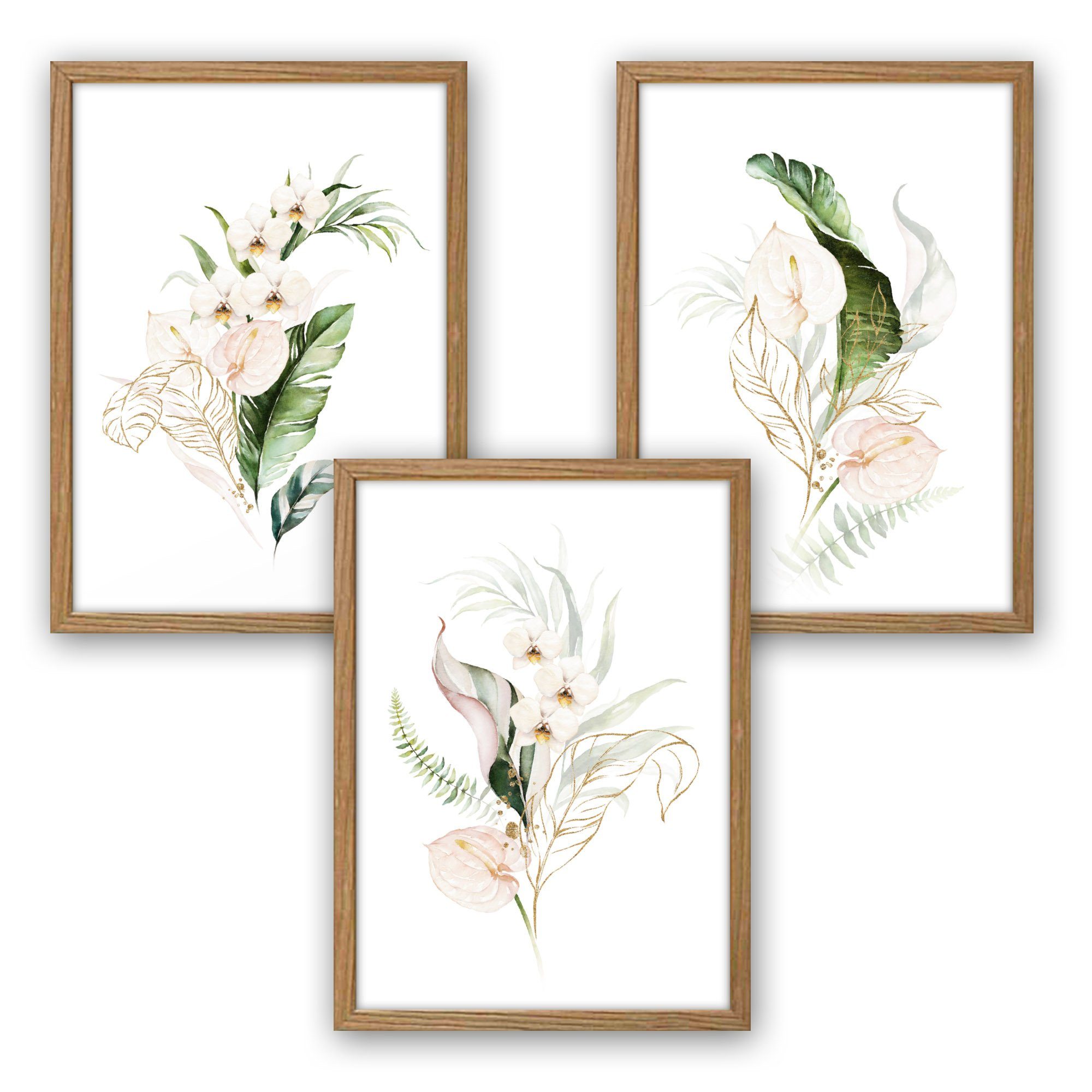 Kreative Feder Poster Weiße Orchideen, Blumen günstig online kaufen