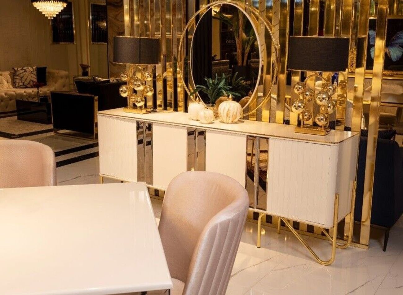 JVmoebel Sideboard Sideboard Metall xxl Kommode Gold Big Kommoden Italienische Stil Möbel
