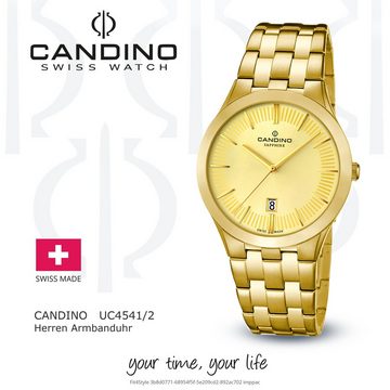 Candino Quarzuhr Candino Herren Uhr Analog C4541/2, Herren Armbanduhr rund, Edelstahl Gelbgold PVD beschichtet gold, Luxus