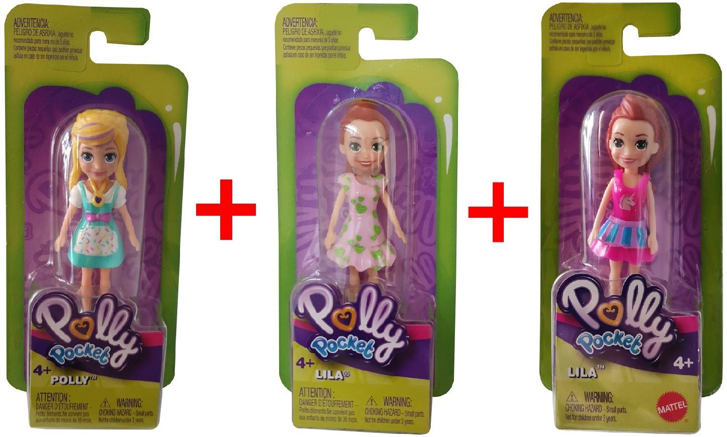 Mattel® Spielfigur Mattel Polly Pocket 3er-Set - GKL27 Polly im türkisen Kleid + GKL30 Li