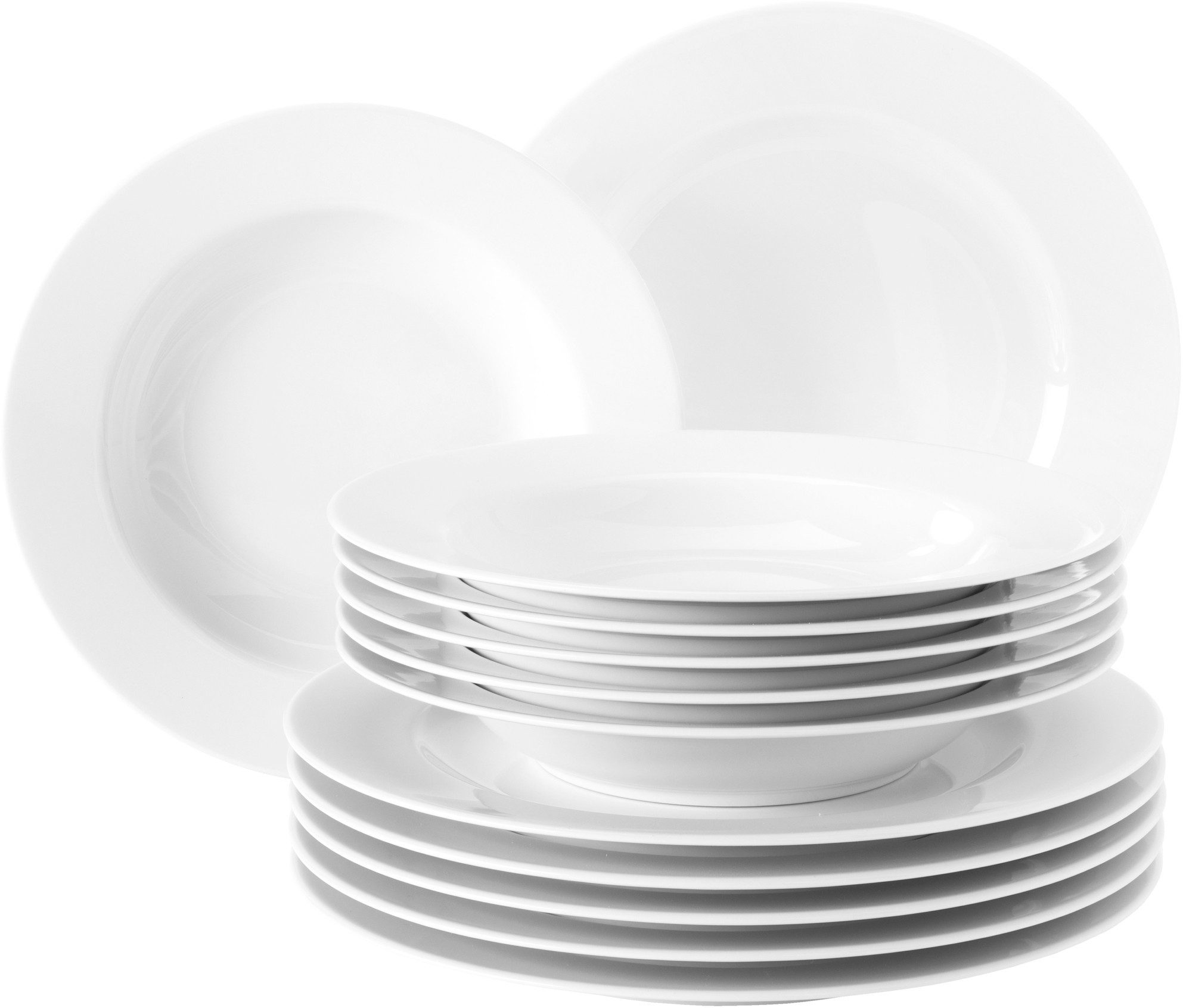 Seltmann Weiden Kombiservice Geschirr-Set, Service Rondo (30-tlg), 6 Personen, Porzellan, Teller, Tassen, Untertassen, Made in Germany, 30 Teile, für 6 Personen