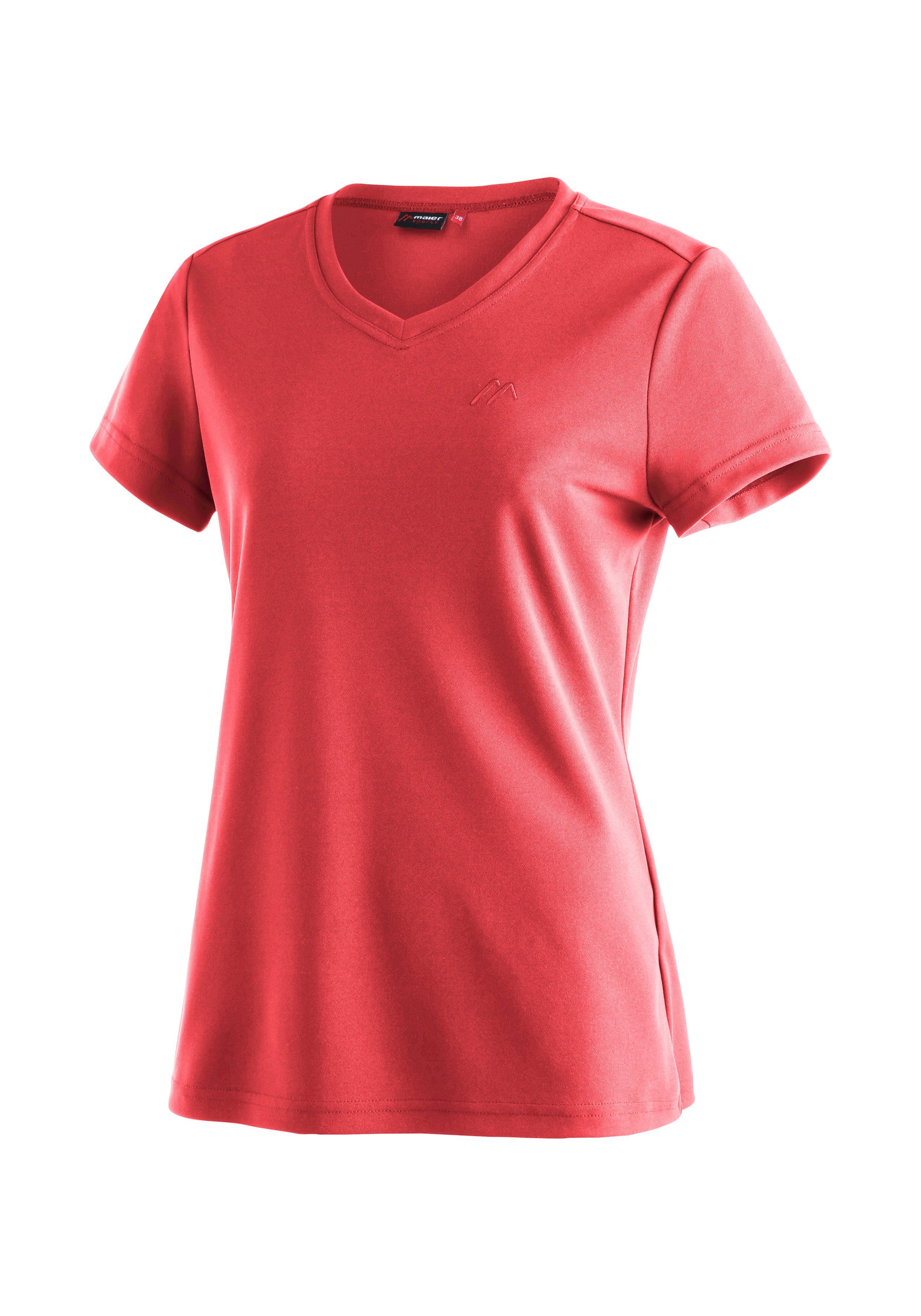 Maier Sports Funktionsshirt Trudy Damen und T-Shirt, Freizeit Kurzarmshirt hellrot für Wandern