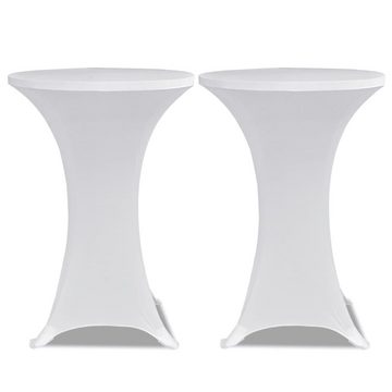 Hussen-Set 2 x Tischhusse für Stehtisch Stretchhusse Ø60 cm weiß, furnicato
