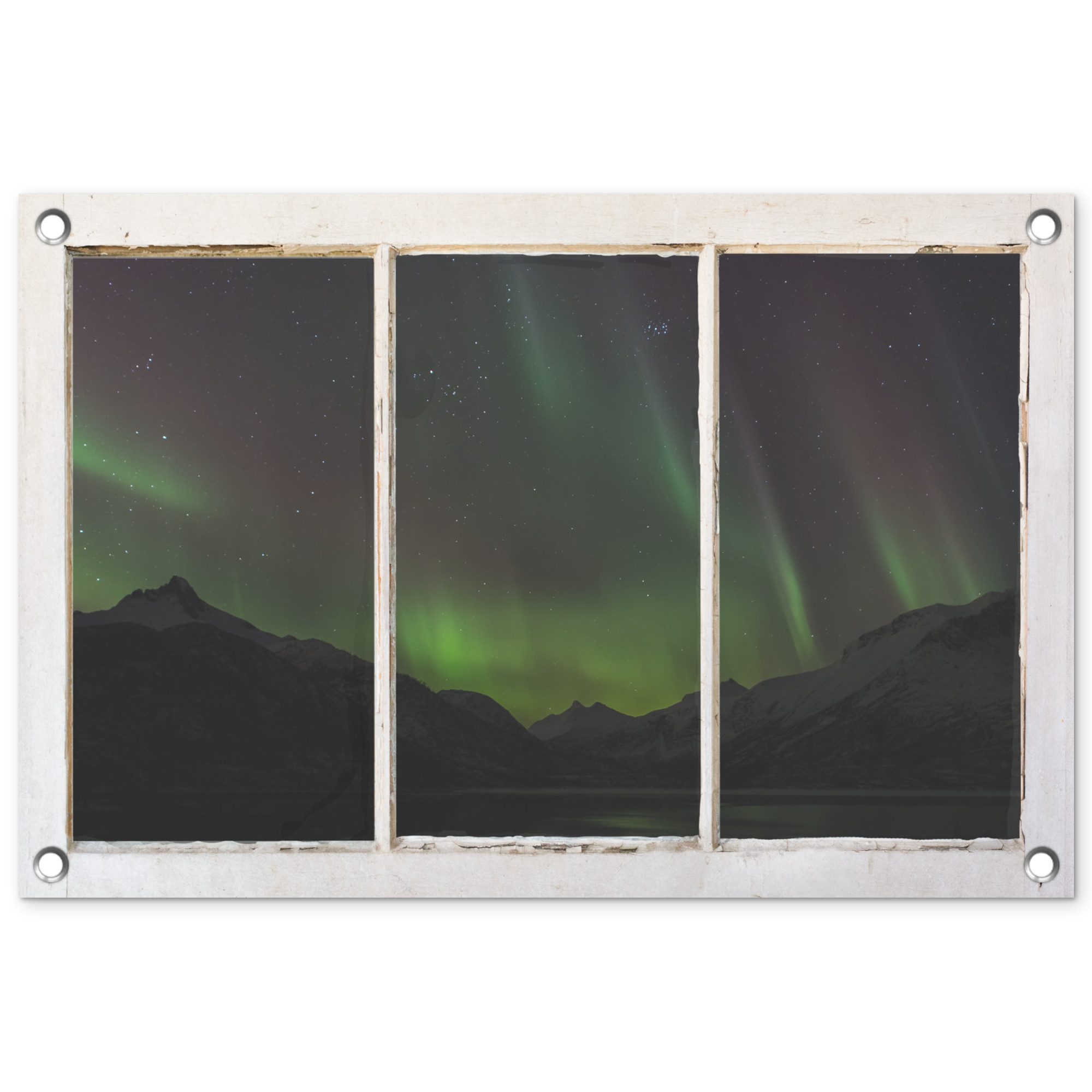 OnlyWow Poster für Garten Ausblick - Aurora - Wasser, Gartenposter, Outdoor Bilder, Gartendekoration Bild, 60x40 cm