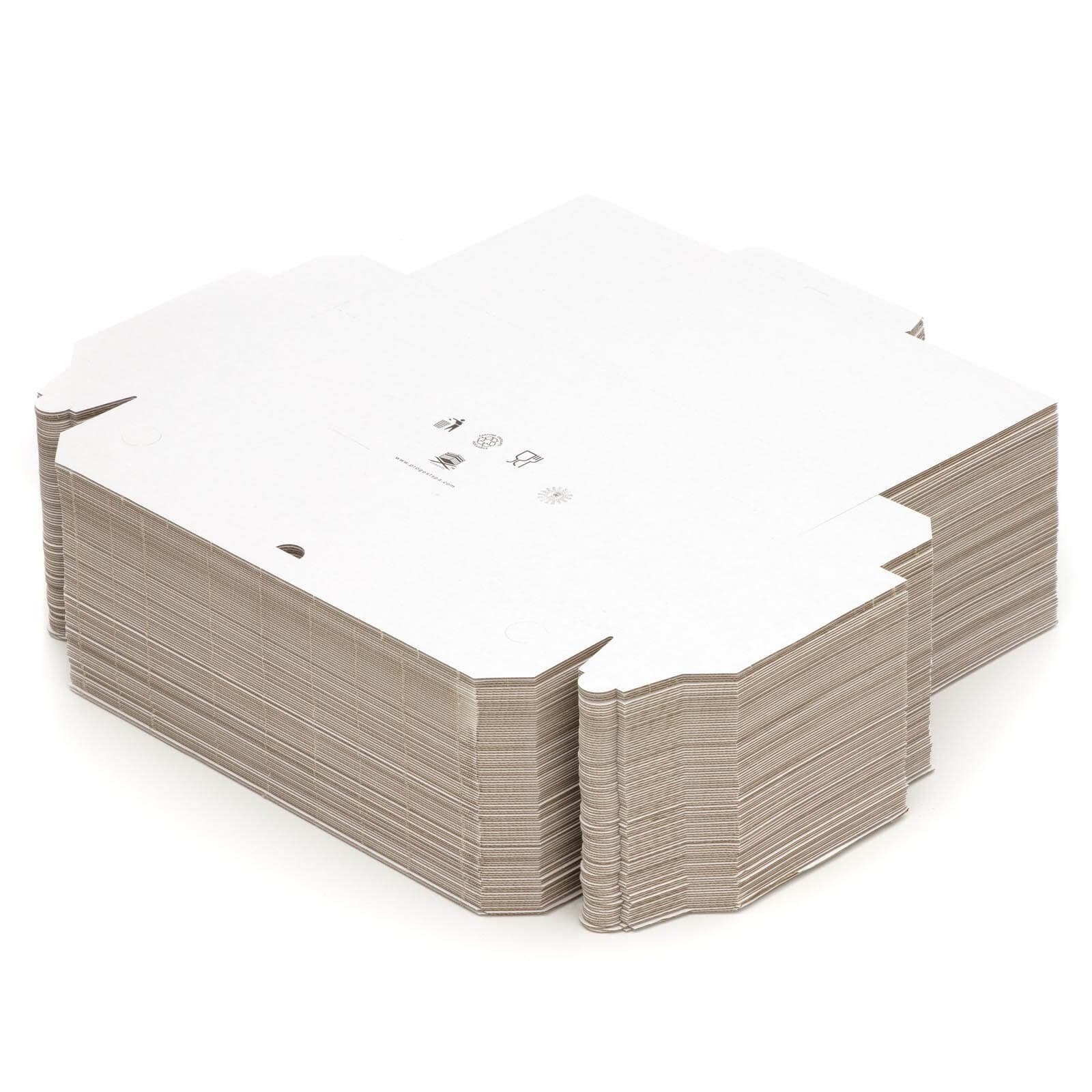 KK Verpackungen Karton, 100 Pizzakartons 400 x 160 x 65 mm Lebensmittelverpackung Weiß