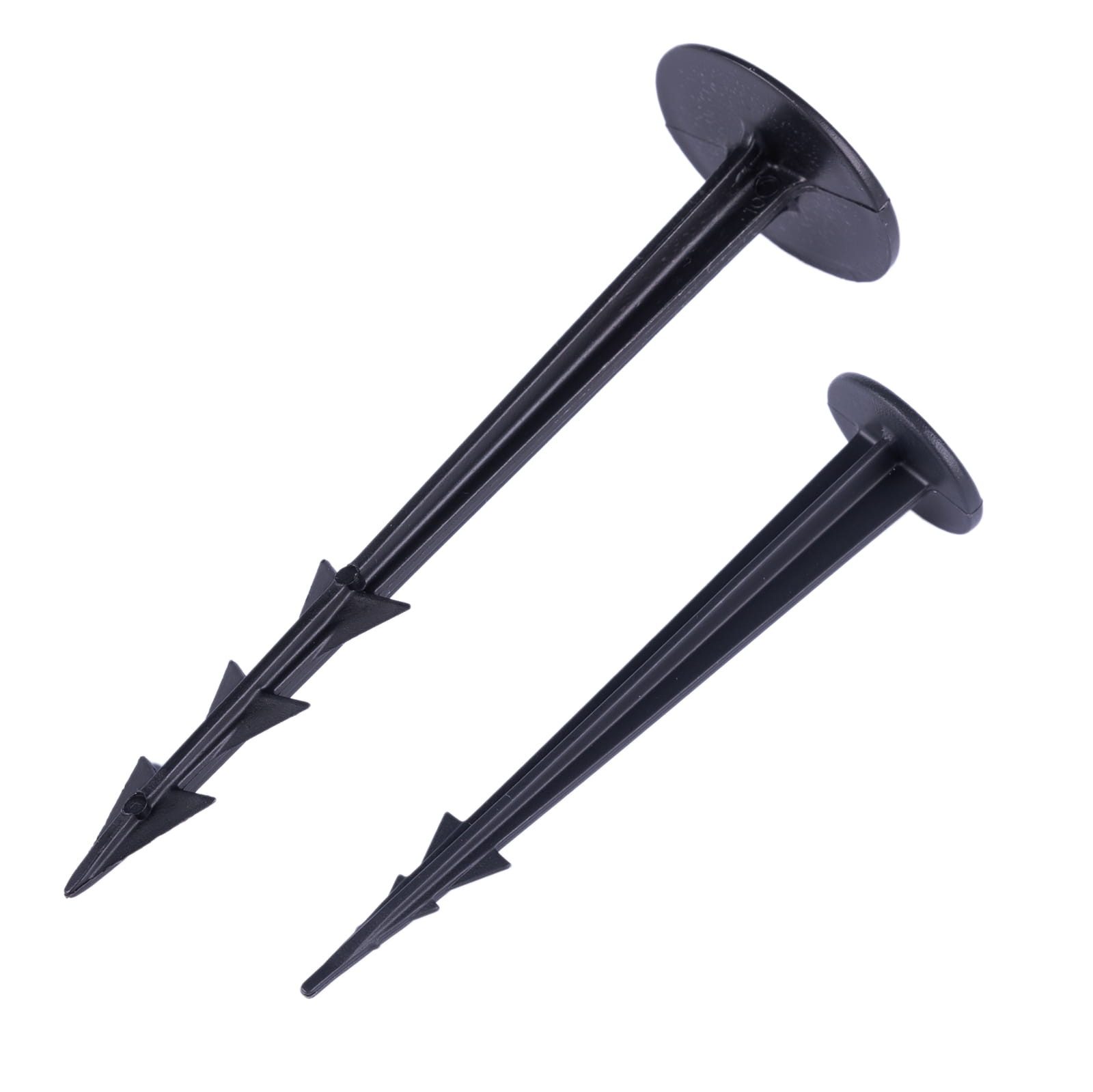 BooGardi Bodenanker Erdanker Kunststoff schwarz, für Unkrautvlies, zum Einschlagen, (100-St., 100 mm mit Kopf-Ø 25 mm), Erdnägel Zeltheringe Bodennägel Camping Gartenvlies Zelten Erdhaken