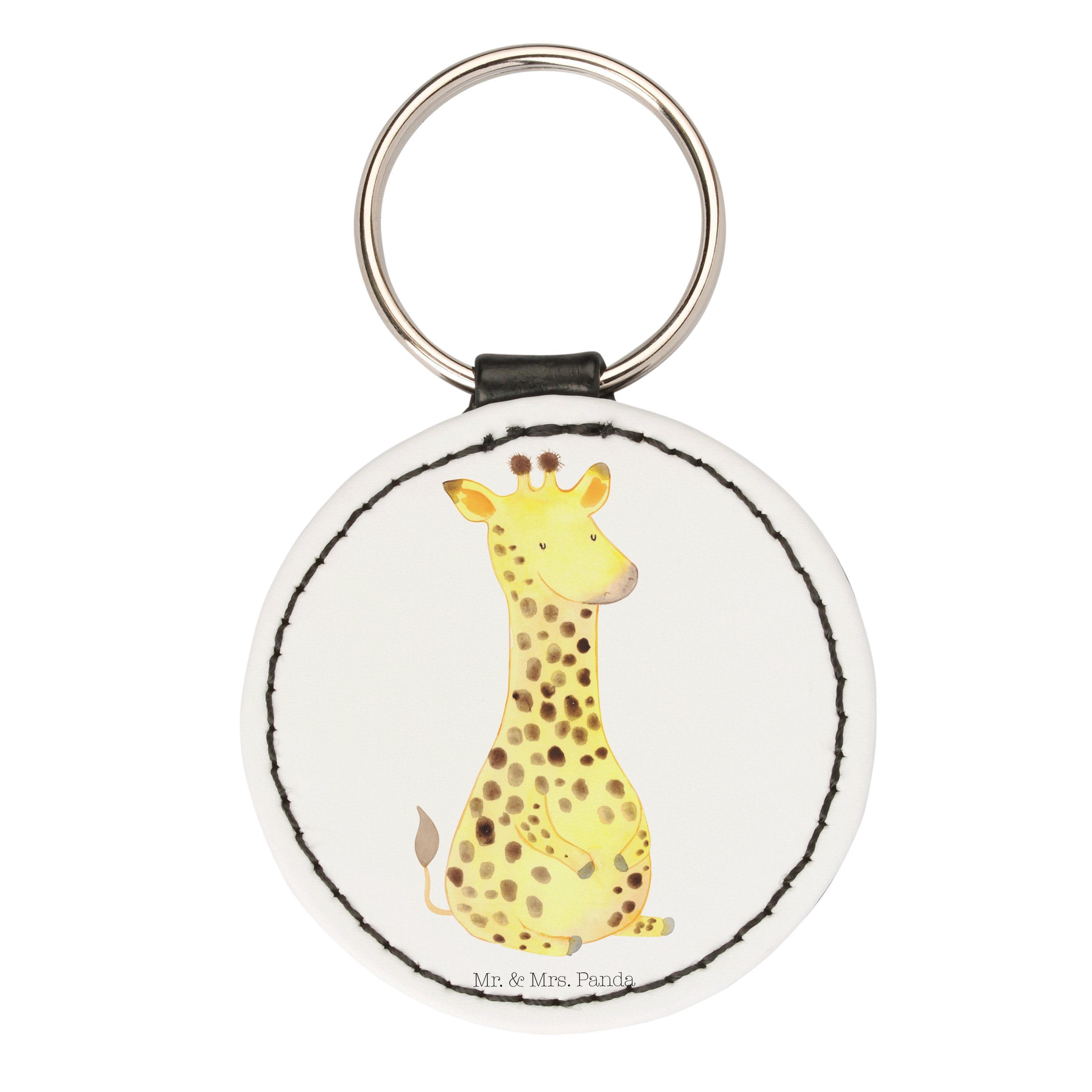 Weiß Giraffe Anhänger, Schlüsselanhänger & - Geschenk, - (1-tlg) Glück, Mr. Panda Mrs. Schlüsselanhäng Zufrieden