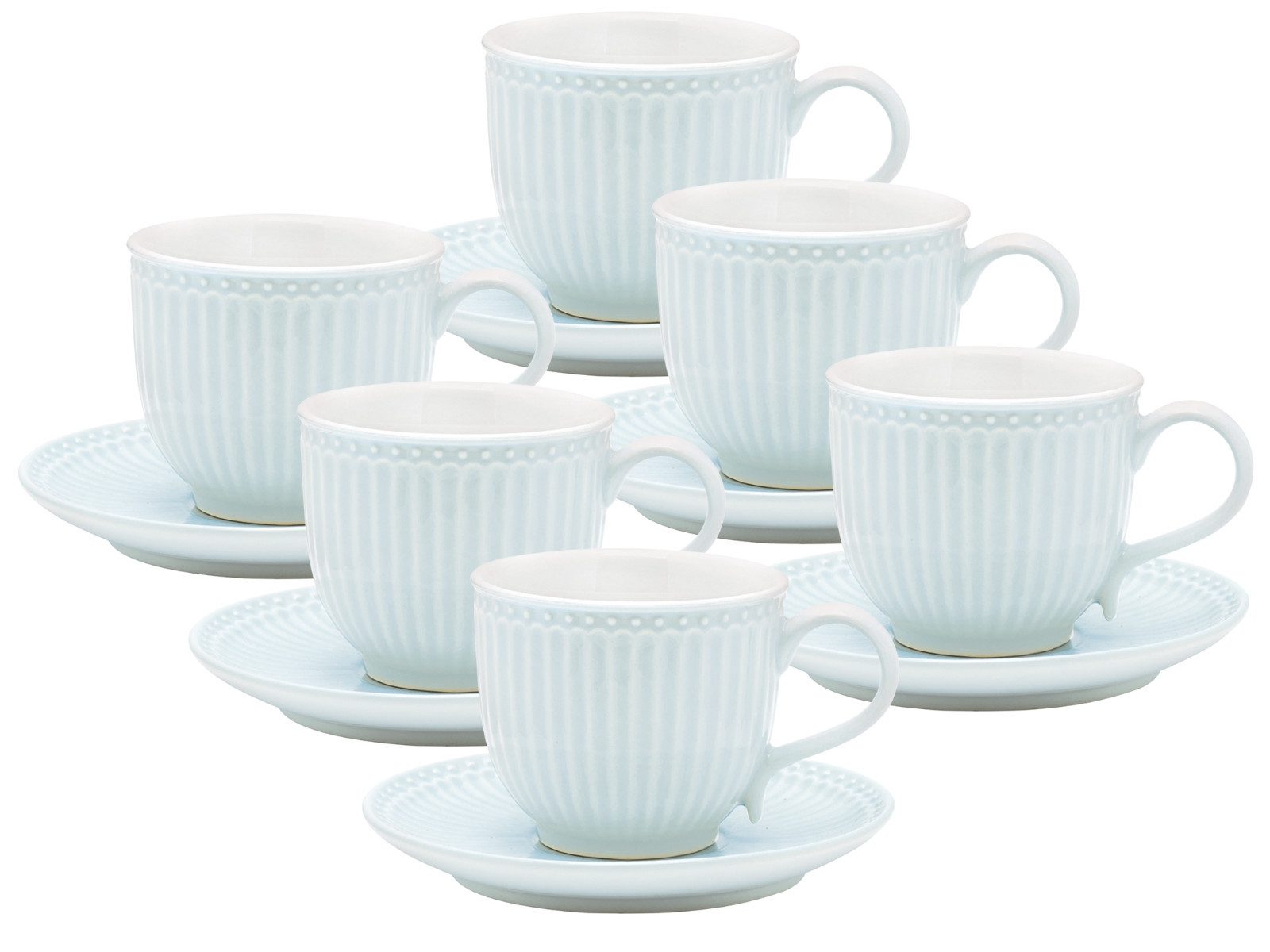 Greengate Frühstücks-Set Alice Tasse mit Untertasse pale blue 8,5 cm Set6