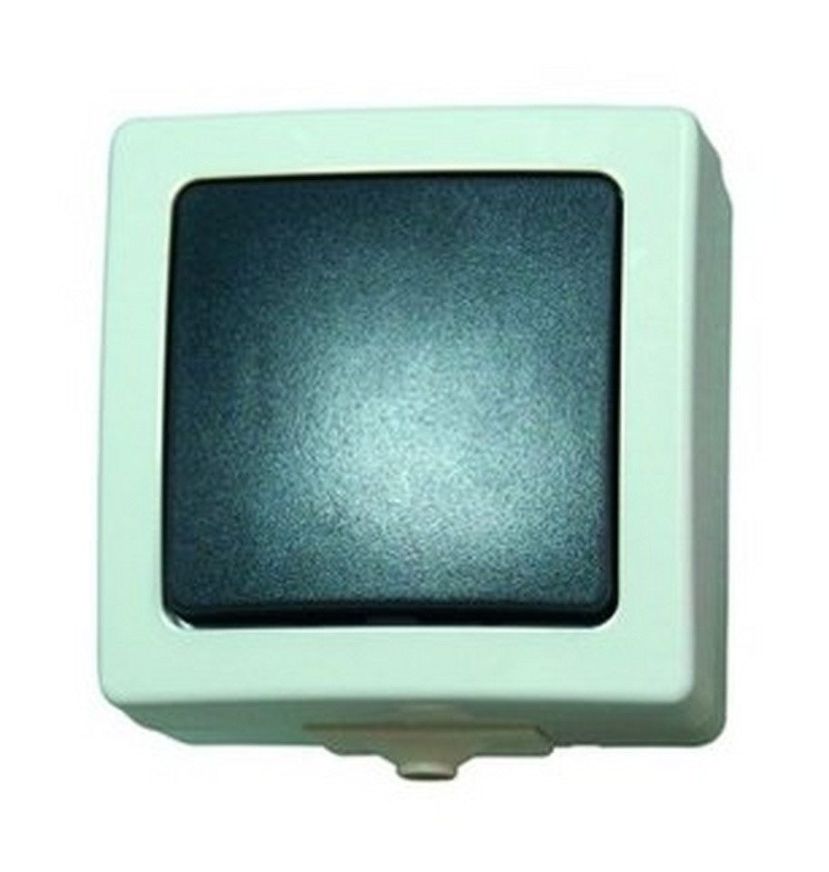 Kopp Schalter, Wechselschalter ohne Beleuchtung grau matt Aufputz IP44 1