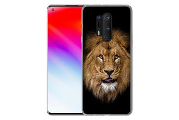 MuchoWow Handyhülle Löwe - Porträt - Schwarz - Tiere, Phone Case, Handyhülle OnePlus 8 Pro, Silikon, Schutzhülle