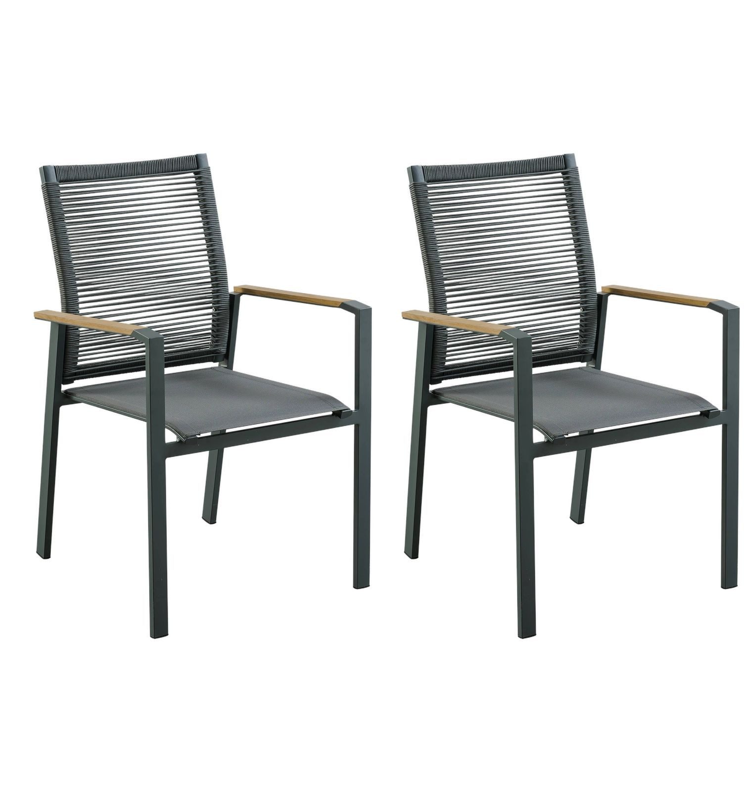 Gravidus Stapelstuhl Stapelstuhl DAVINA 2er Set: Modern, platzsparend, Teakholzarmlehnen