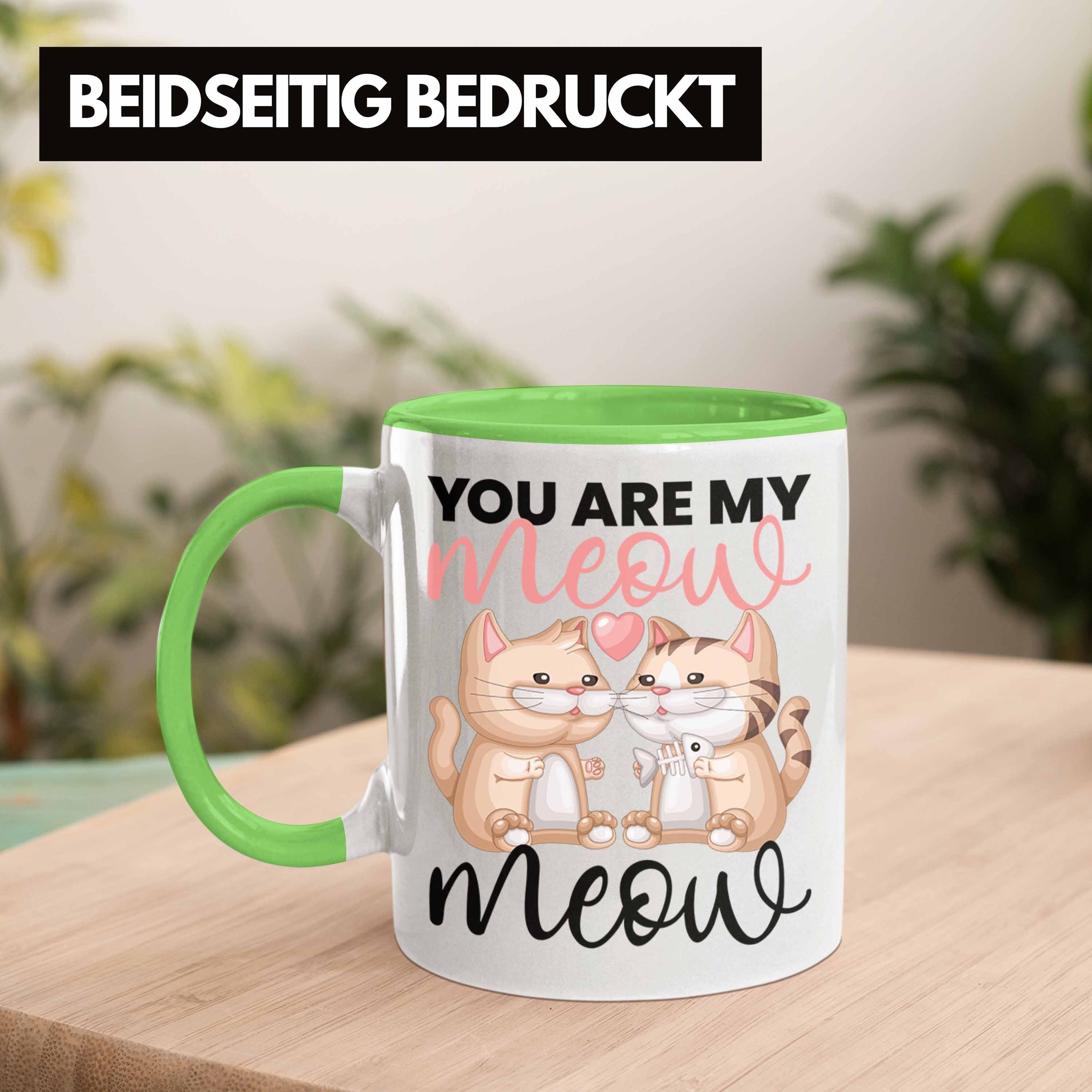 Trendation Tasse "You Are My Meow" Tasse Katzenliebhaber für Geschenk Grün Valentin zum Meow