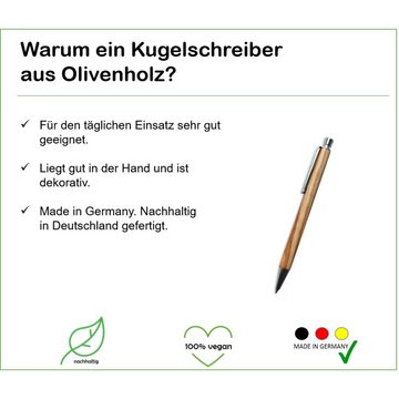 Olivenholz-erleben Kugelschreiber Kugelschreiber aus Olivenholz, (1-tlg), Strichstärke ca. 0,6 mm, jedes Stück ein Unikat