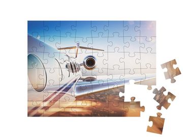 puzzleYOU Puzzle Generic Design: weißer Luxus-Privatjet, 48 Puzzleteile, puzzleYOU-Kollektionen Flugzeuge