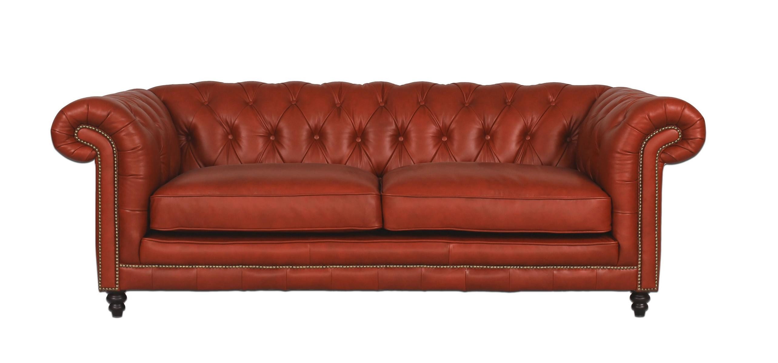 Salottini Chesterfield-Sofa Sofa Chesterfield 3-Sitzer Couch Wimbledon Ledersofa Salottini rot, Handarbeit