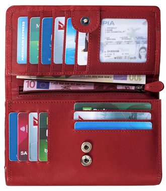 Benthill Geldbörse Damen Portemonnaie Echt Leder Groß RFID mit vielen Kartenfächer, RFID-Schutz Kartenfächer Münzfach Reißverschlussfach
