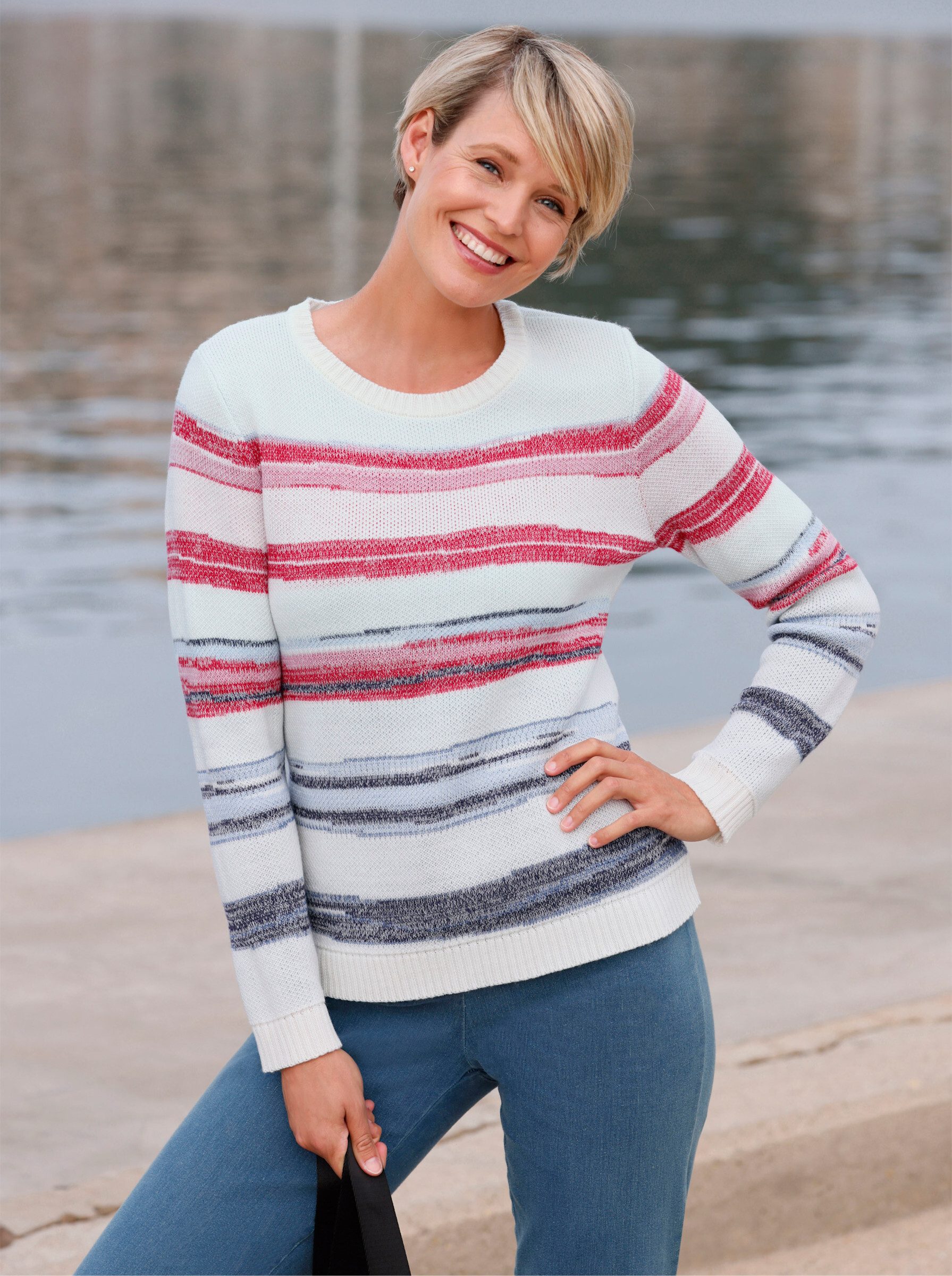 Sieh an! Strickpullover Jacquard-Pullover Langarm Jacquard