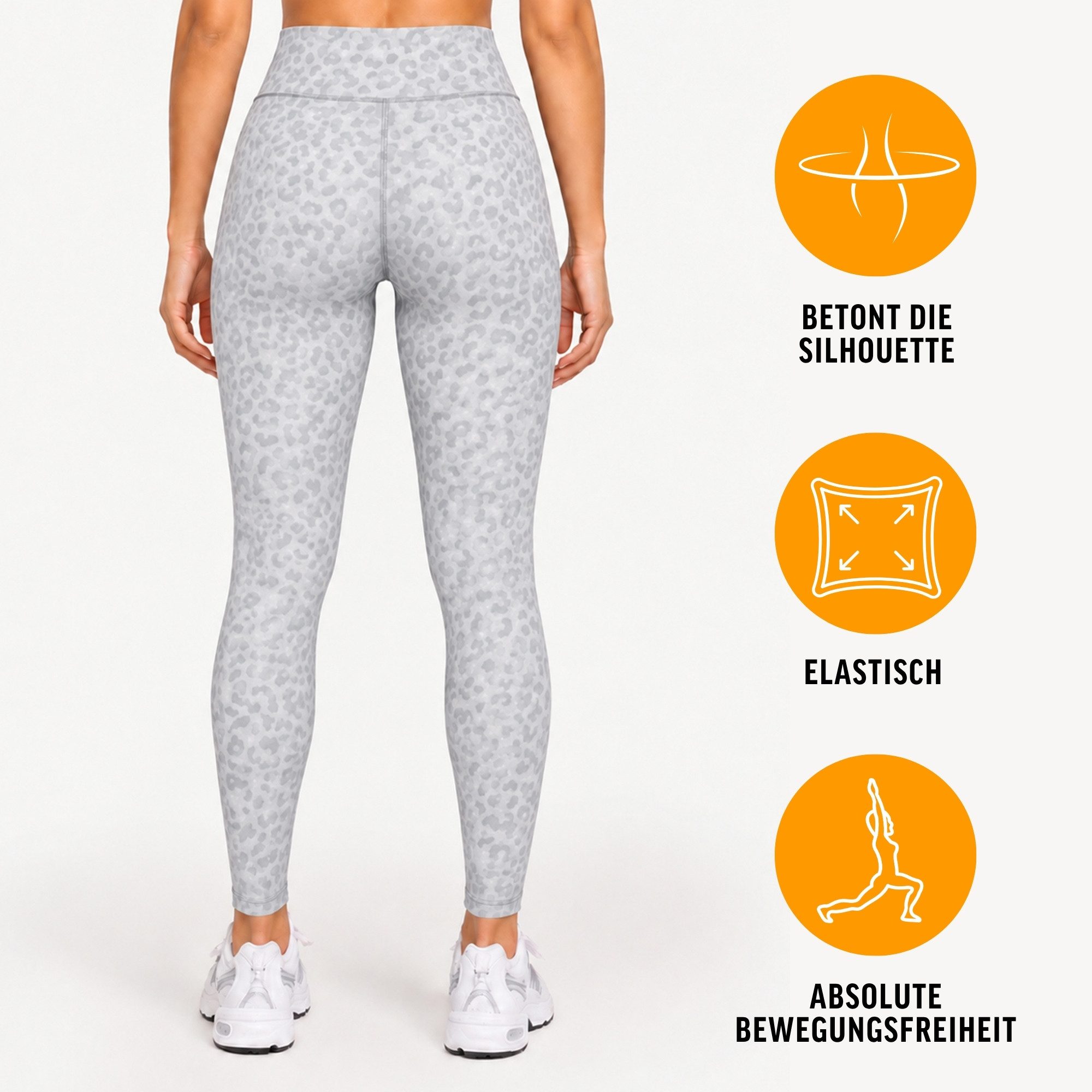 Smilodox Leggings Velvara, Leo-Muster, High Waist Sporthose, für Gym & Yoga 4-Wege-Stretch, blickdicht, schnelltrocknend, Kontur-Nähte – Bild 2 von 5