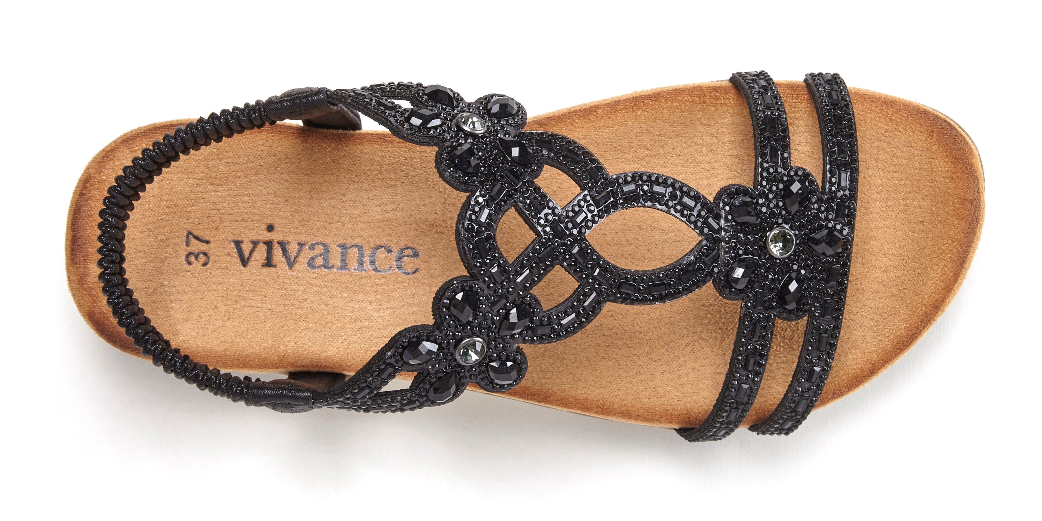 Vivance by Lascana Sommerschuh, offener Schuh, Sandalette, Sandale mit elastischen Riemen & eleganten Glitzersteinen VEGAN – Bild 4 von 5