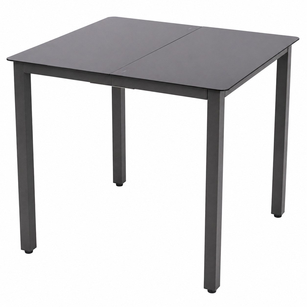 VCM Gartentisch Balkontisch Miami H. 73 x B. 80 x T. 80 cm, Gartentisch aus Glas und Aluminium, Anthrazit