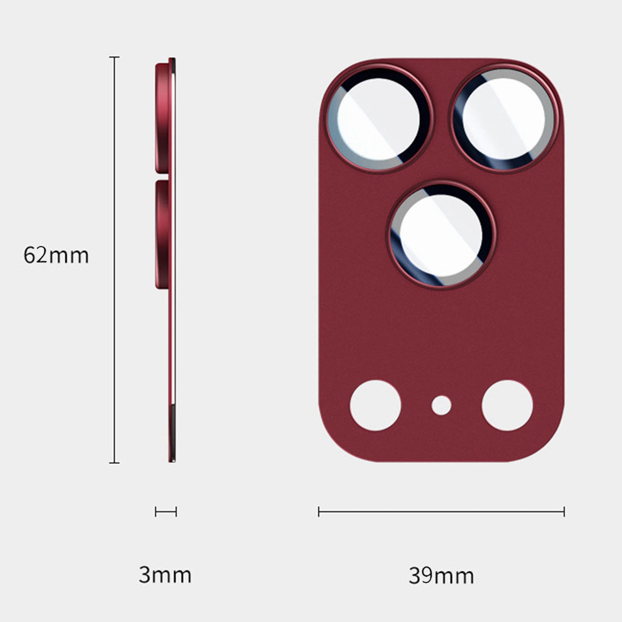 Wigento Kameraschutzglas Rück Kamera Schutz Glas 9H Apple iPhone 18 Pro Aluminium Weinrot für Apple iPhone 18 Pro, Aluminiumlegierung, hohe Lichtdurchlässigkeit – Bild 5 von 5