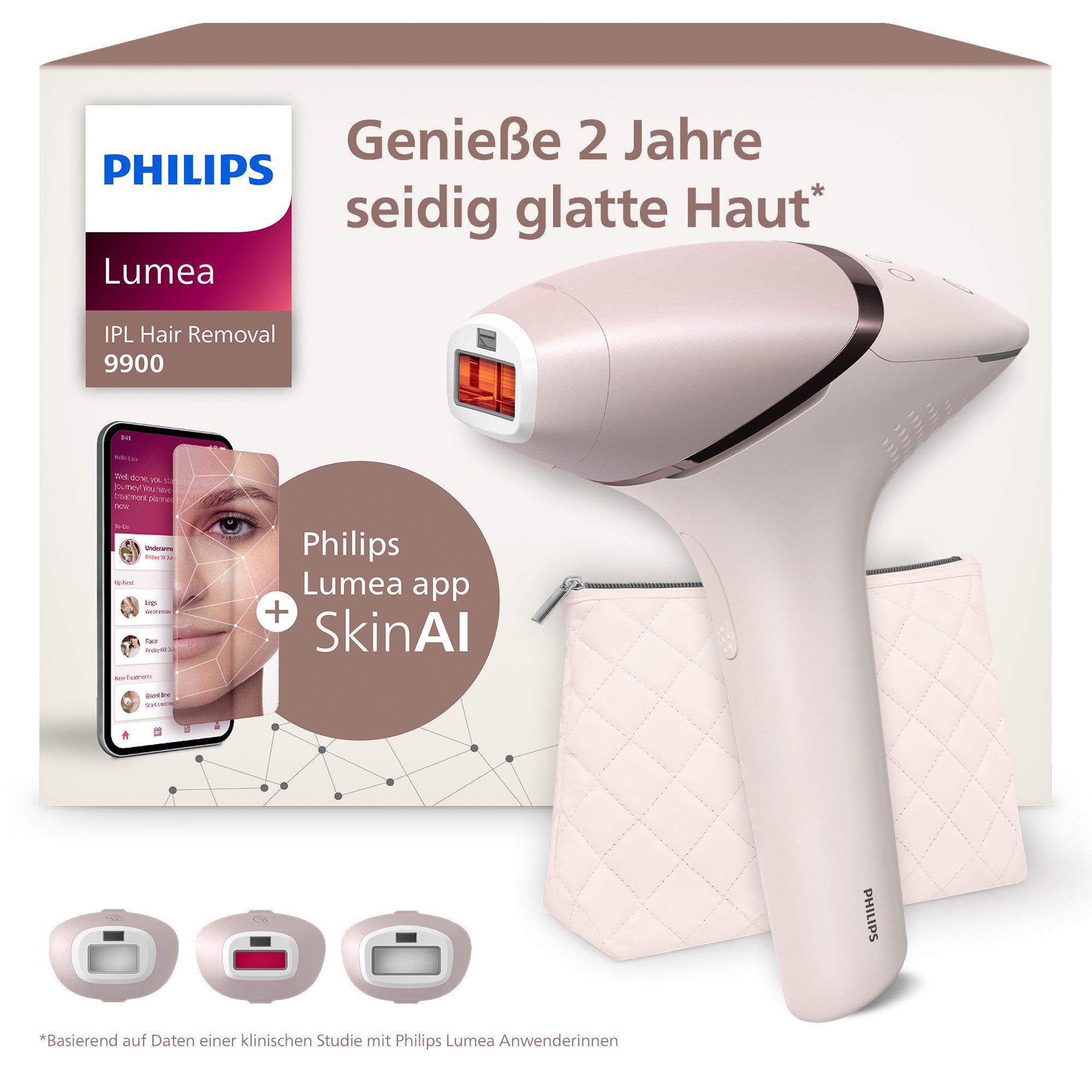 Philips IPL-Haarentferner Philip Lumea S9900 BRI953/02, 450.000 Lichtimpulse, kabellos, 2 SkinAI Funktionen
