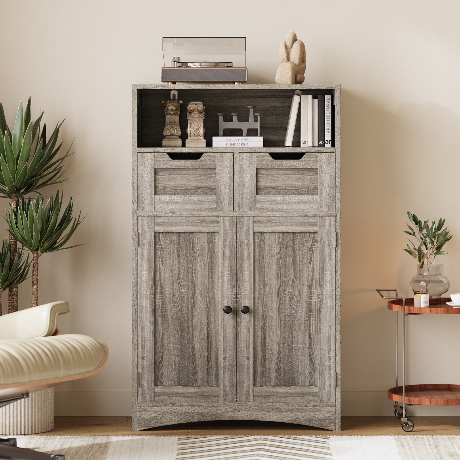 Blishom Badkommode Badezimmerschrank, Badschrank, 60 x 30 x 108 cm
