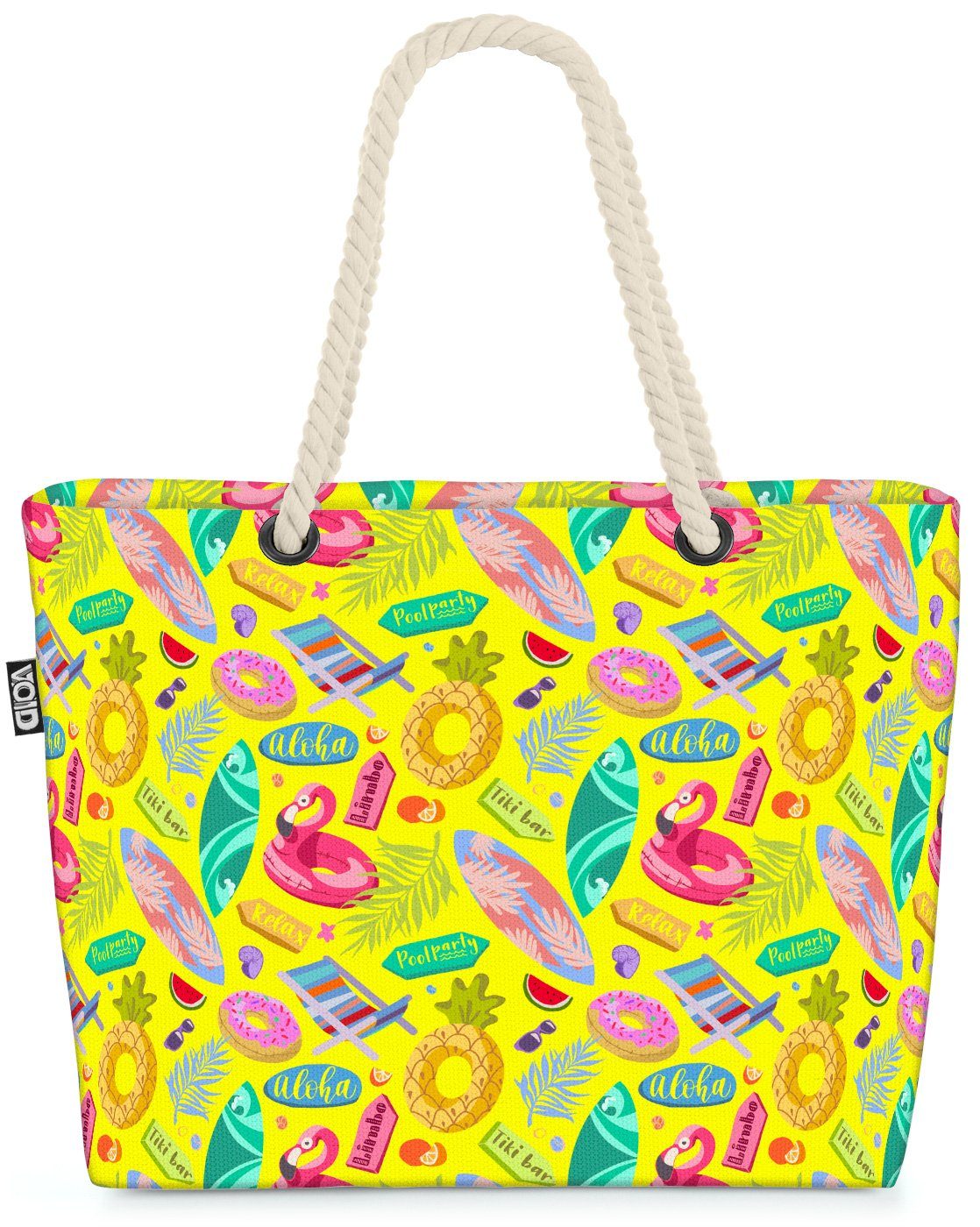 VOID Strandtasche (1-tlg), Pool Party Flamingos Beach Bag Sommer Strand Urlaubs-Reise Swimming-Pool | Strandtaschen