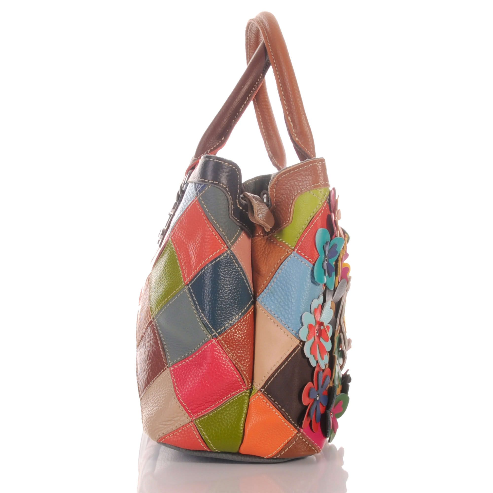 KMISSO Henkeltasche Damen Leder Patchwork Umhänge Henkel Schulter Tasche 30701 (1-tlg), im eleganten Look