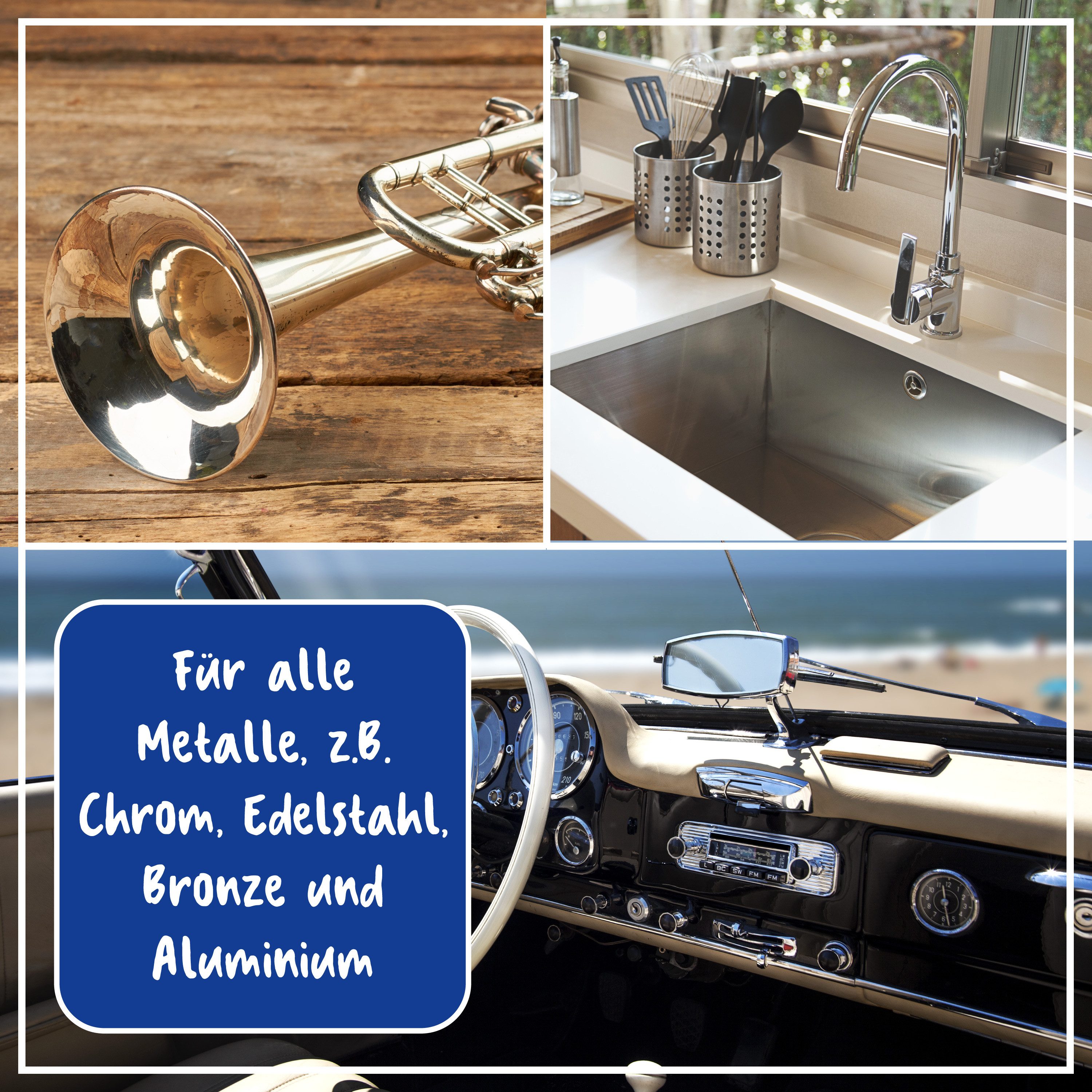 poliboy Metall Politur - mit Anlaufschutz - 200ml Schmuckreiniger (Reinigung und Pflege von Metallen - Made in Germany)