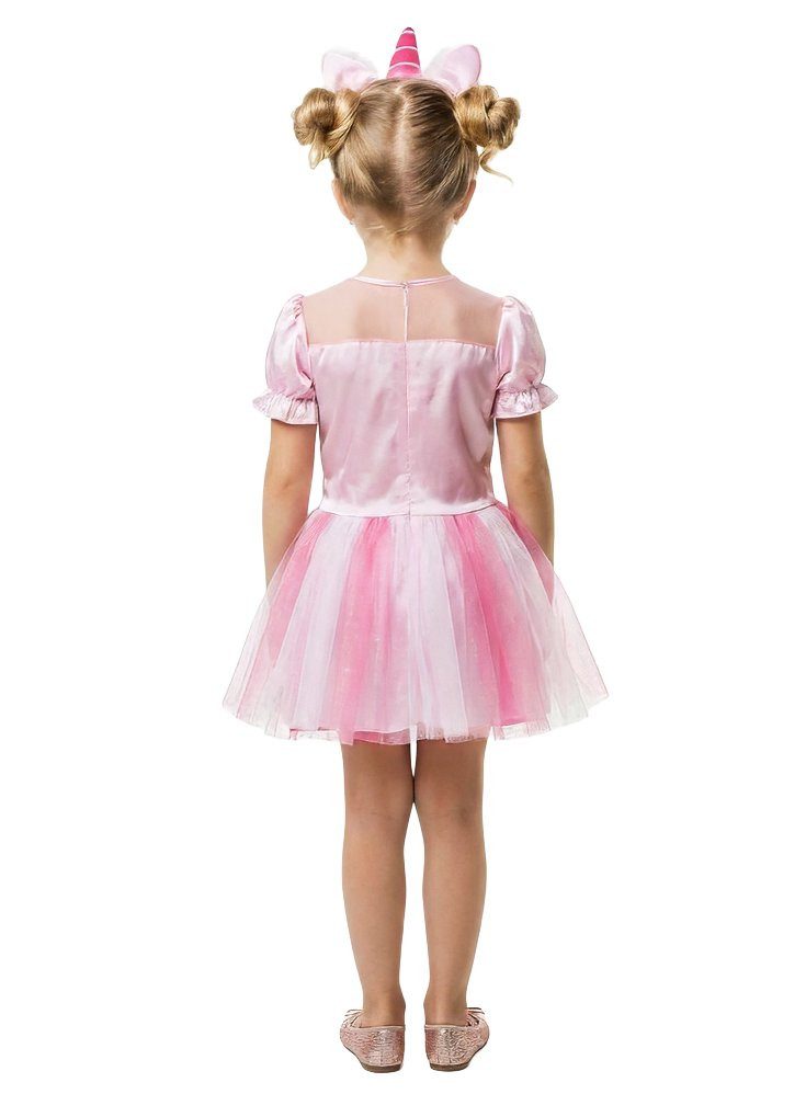 Rubie´s Kostüm Einhorn Theodor Kinder Glitzerkleid Faschingskostü, Rosafarbenes Glitzerkleid des kuscheligen Einhorns