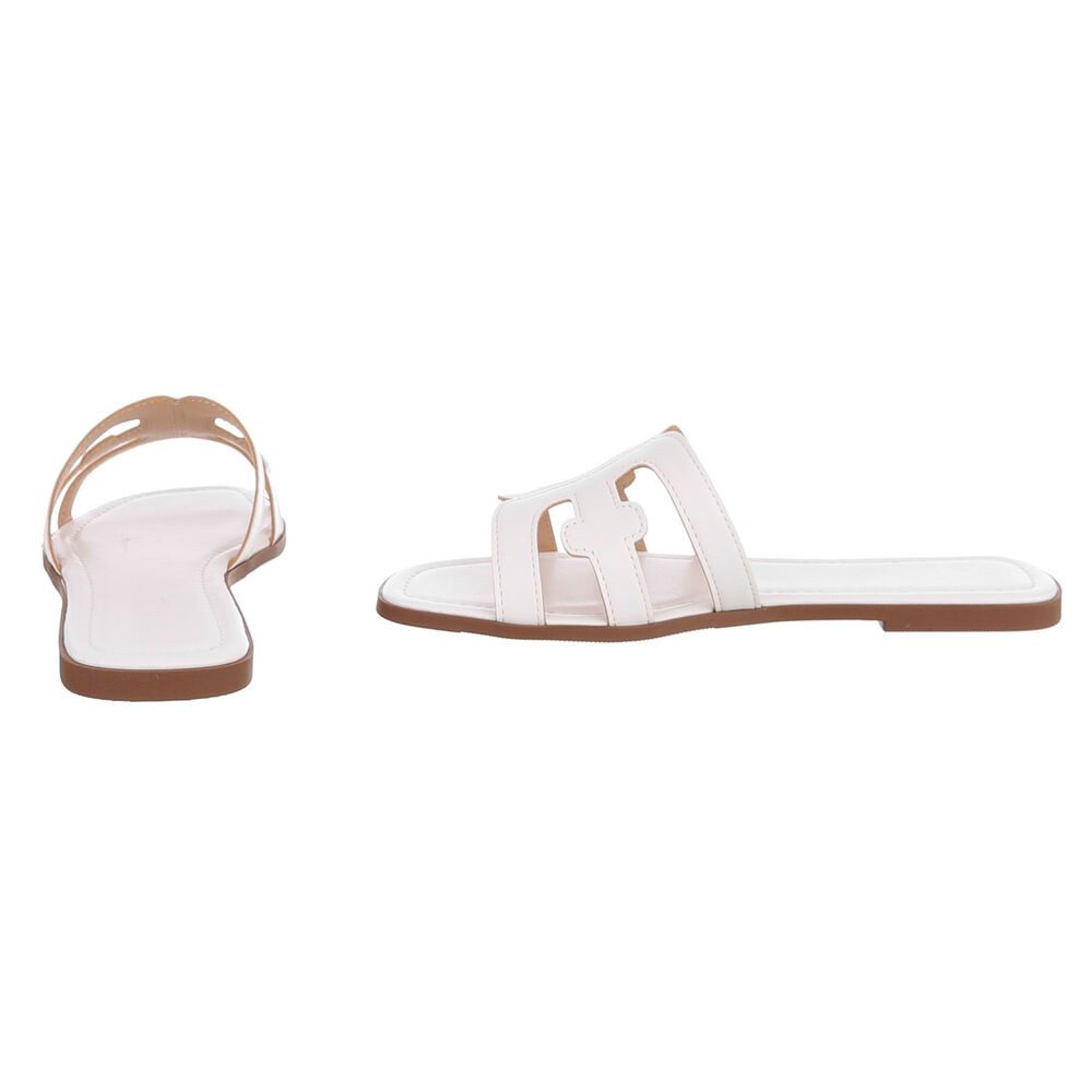 Ital-Design Damen Pantoletten mit Cut-out-Design, flach Pantolette (91970911) Blockabsatz Pantoletten in Weiß – Bild 5 von 5
