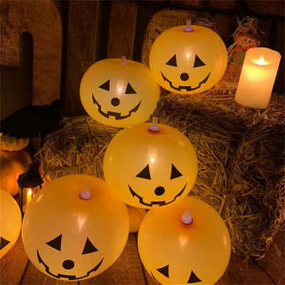 HALWEI LED Dekolicht 5/10/20 Stück Halloween Ballons Lichtern Kürbis Halloween Dekorationen