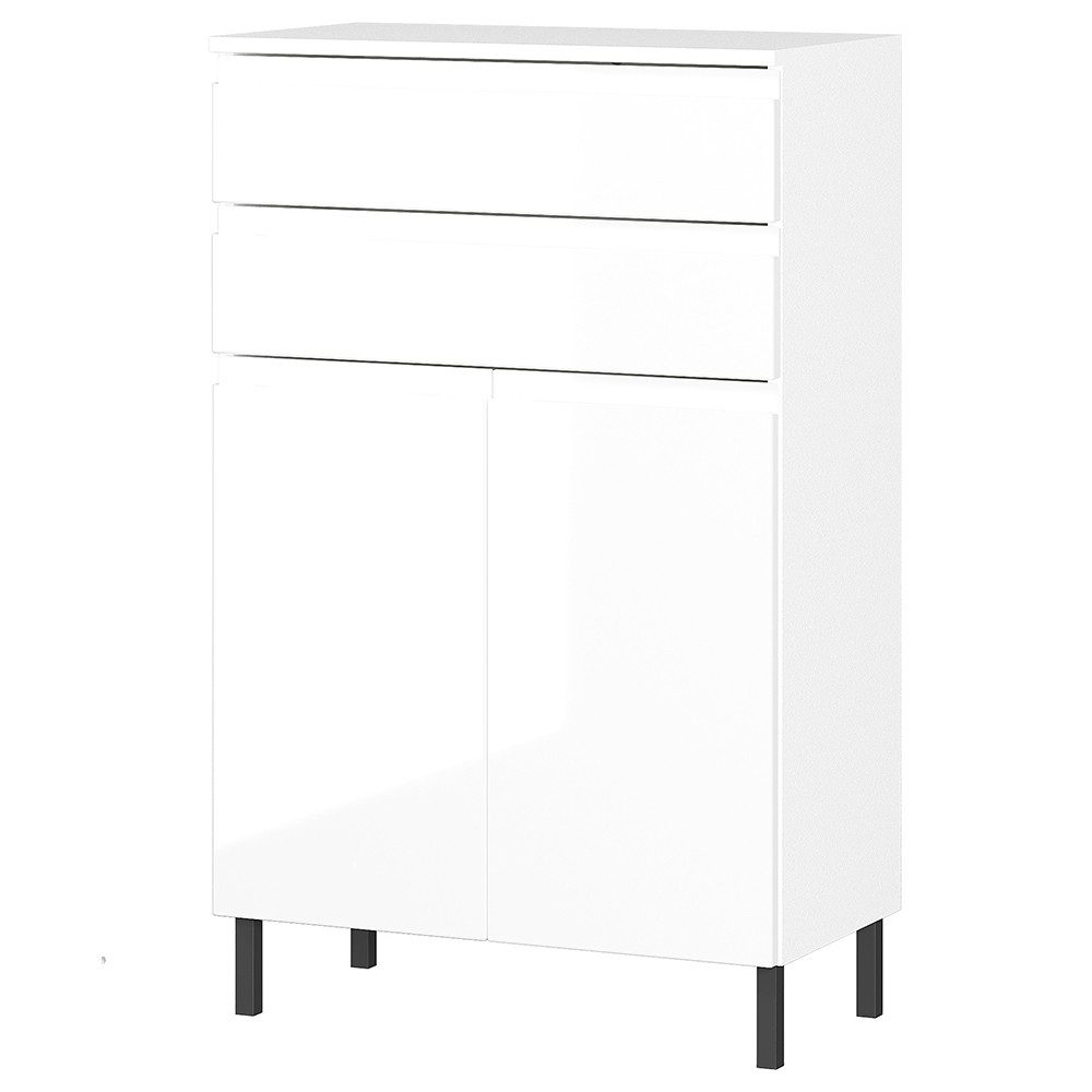 Lomadox Badkommode SALO-01, weiß Hochglanz 60 cm breit Metallfüße modern