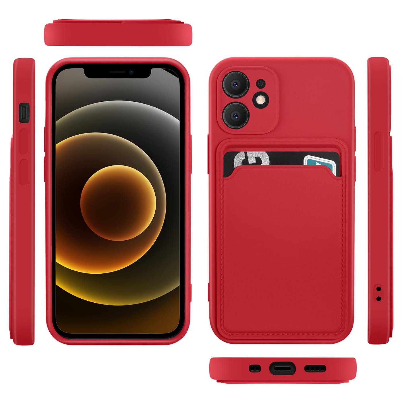 CoolGadget Handyhülle Card Case Handy Tasche für Apple iPhone 12 6,1 Zoll, Silikon Schutzhülle mit Kartenfach für iPhone 12 Hülle