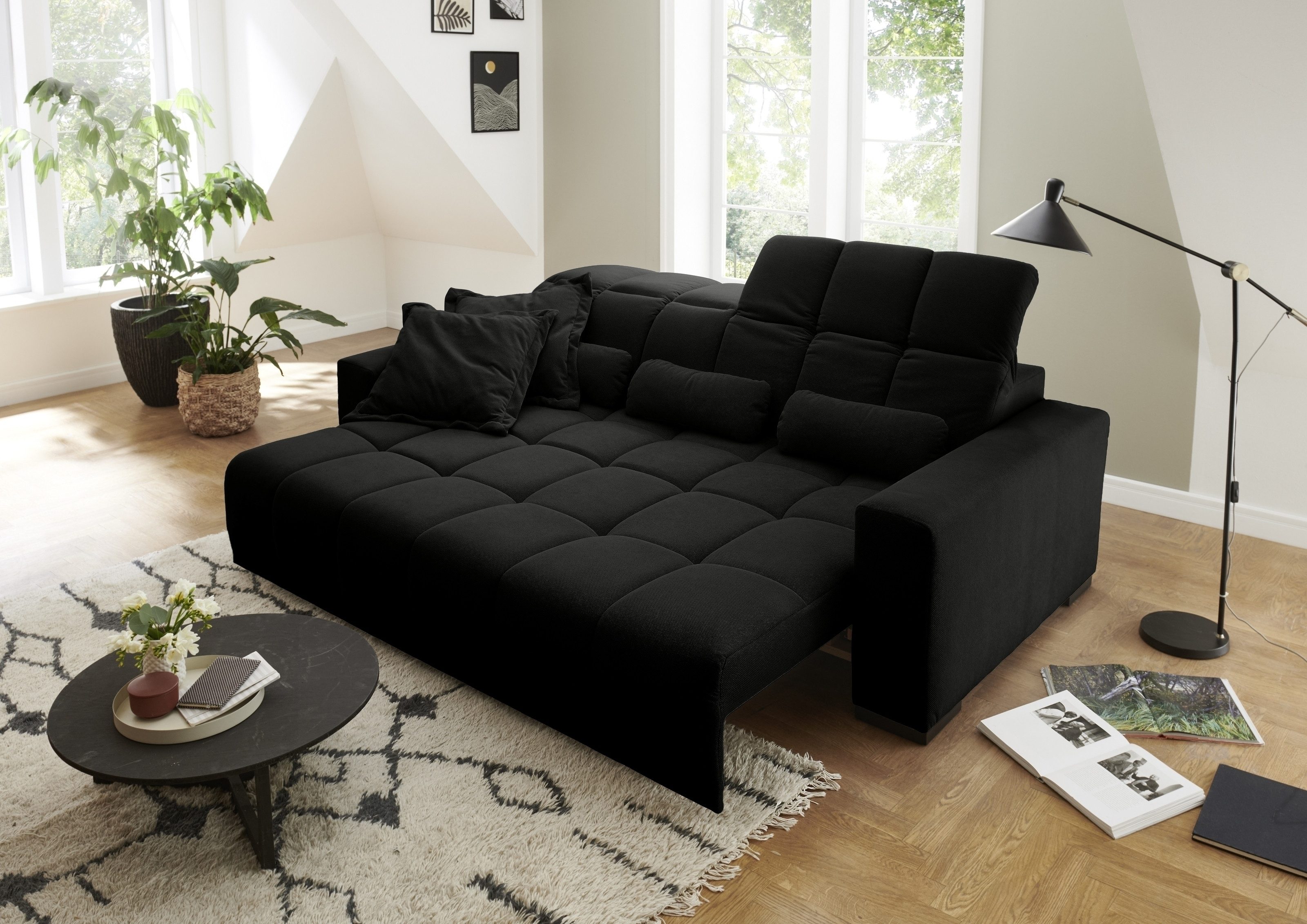 freiraum Big-Sofa Big-Sofa >Maggy< Sitztiefe/Kopfteilverstellung, Curio hellgrau - 242x1, inkl. Verstellungen, Curio schwarz - 242x110x121cm (BxHxT)