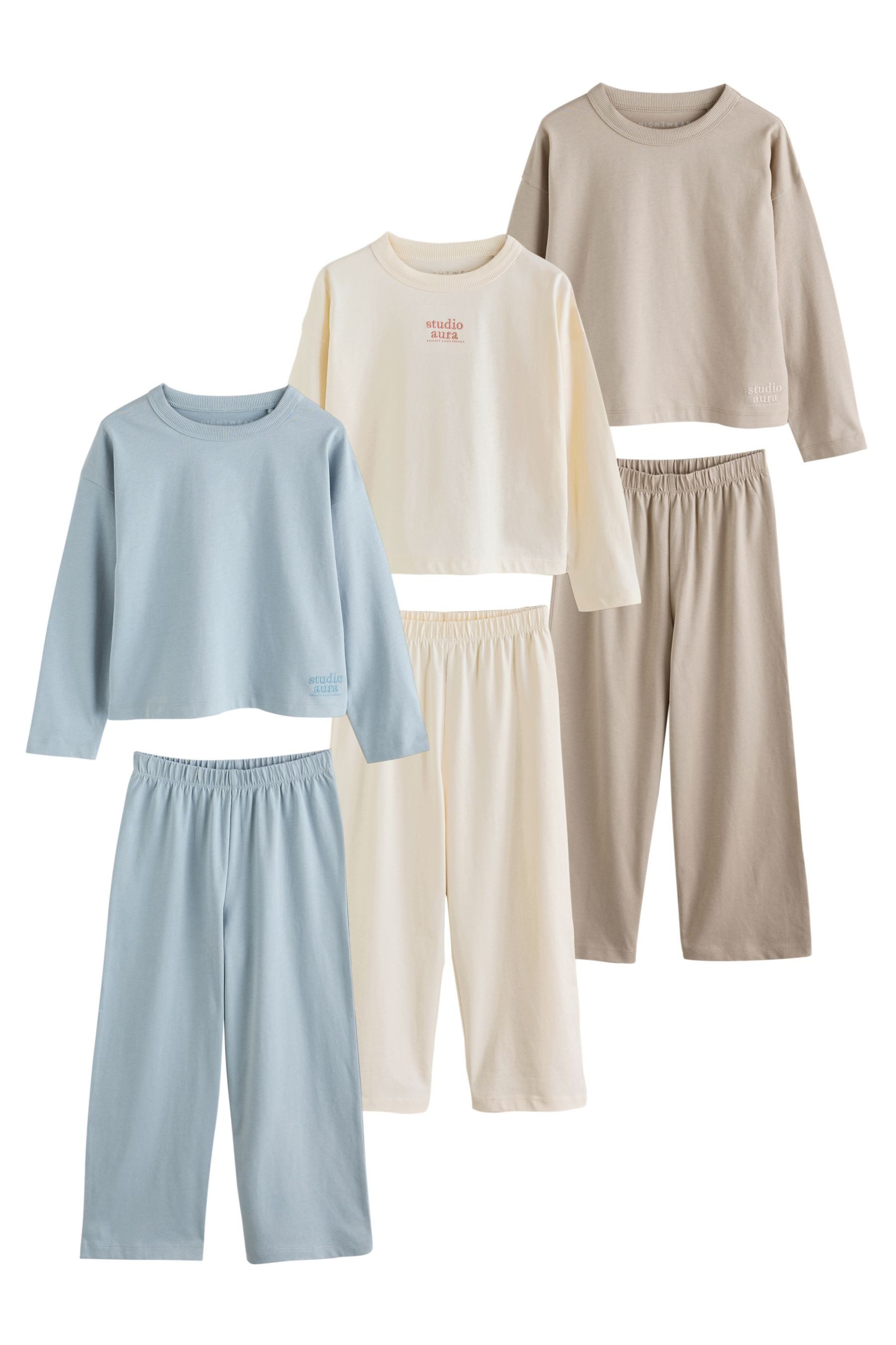 Next Pyjama Schlafanzug mit weitem Bein, 3er-Pack (6 tlg)